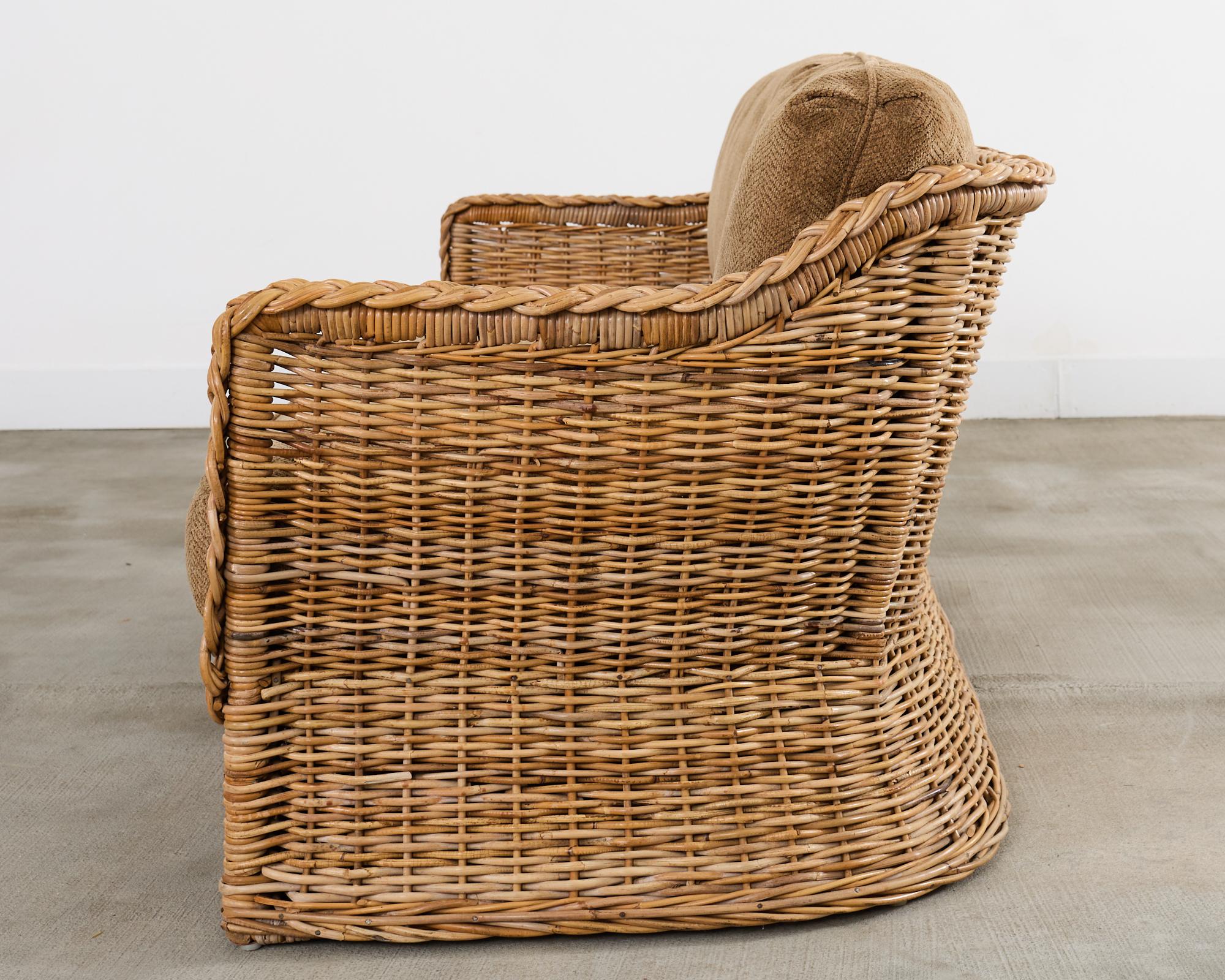 Michael Taylor Style Organic Modern Rattan Living Room Suite For Sale 3