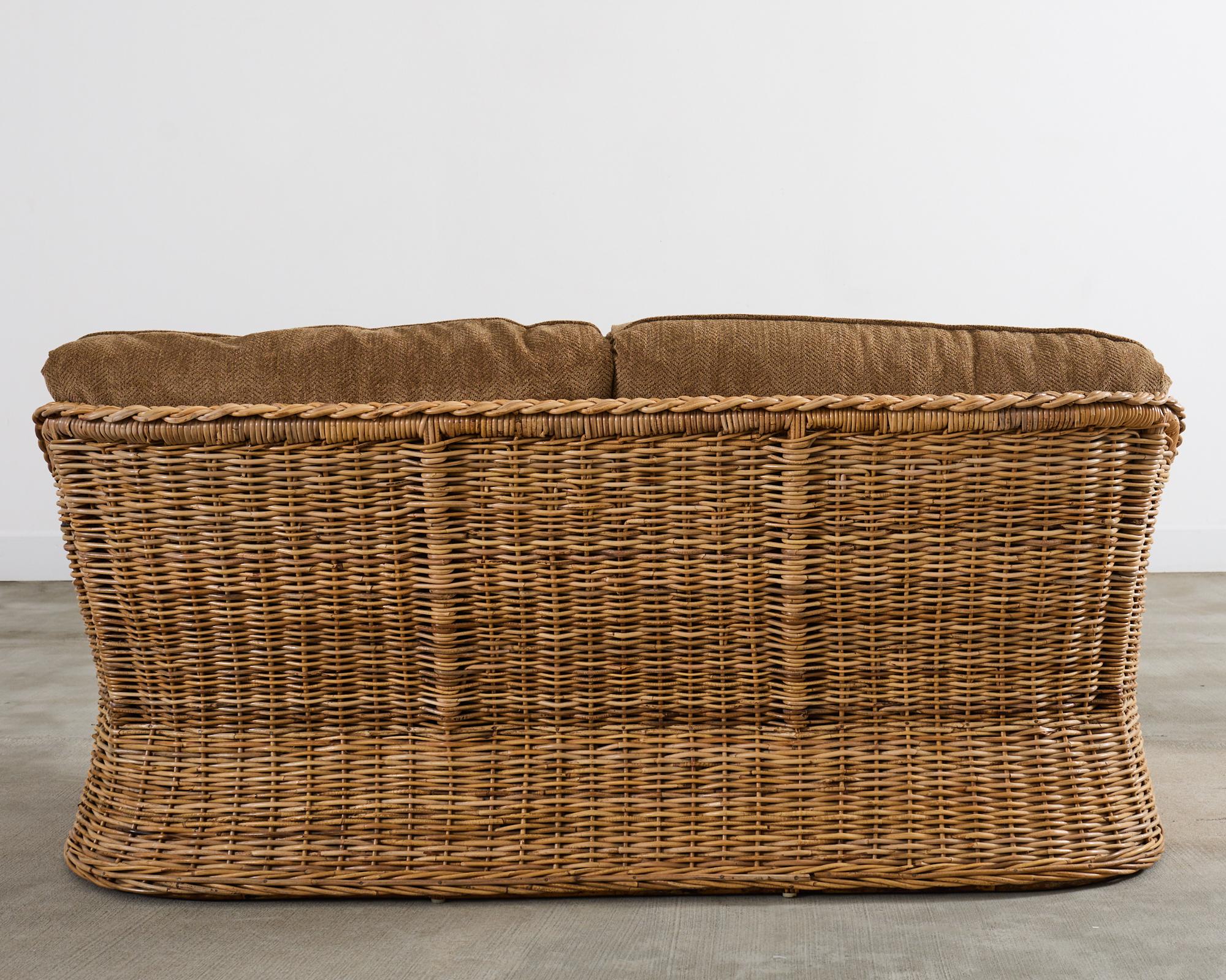 Michael Taylor Style Organic Modern Rattan Living Room Suite For Sale 4