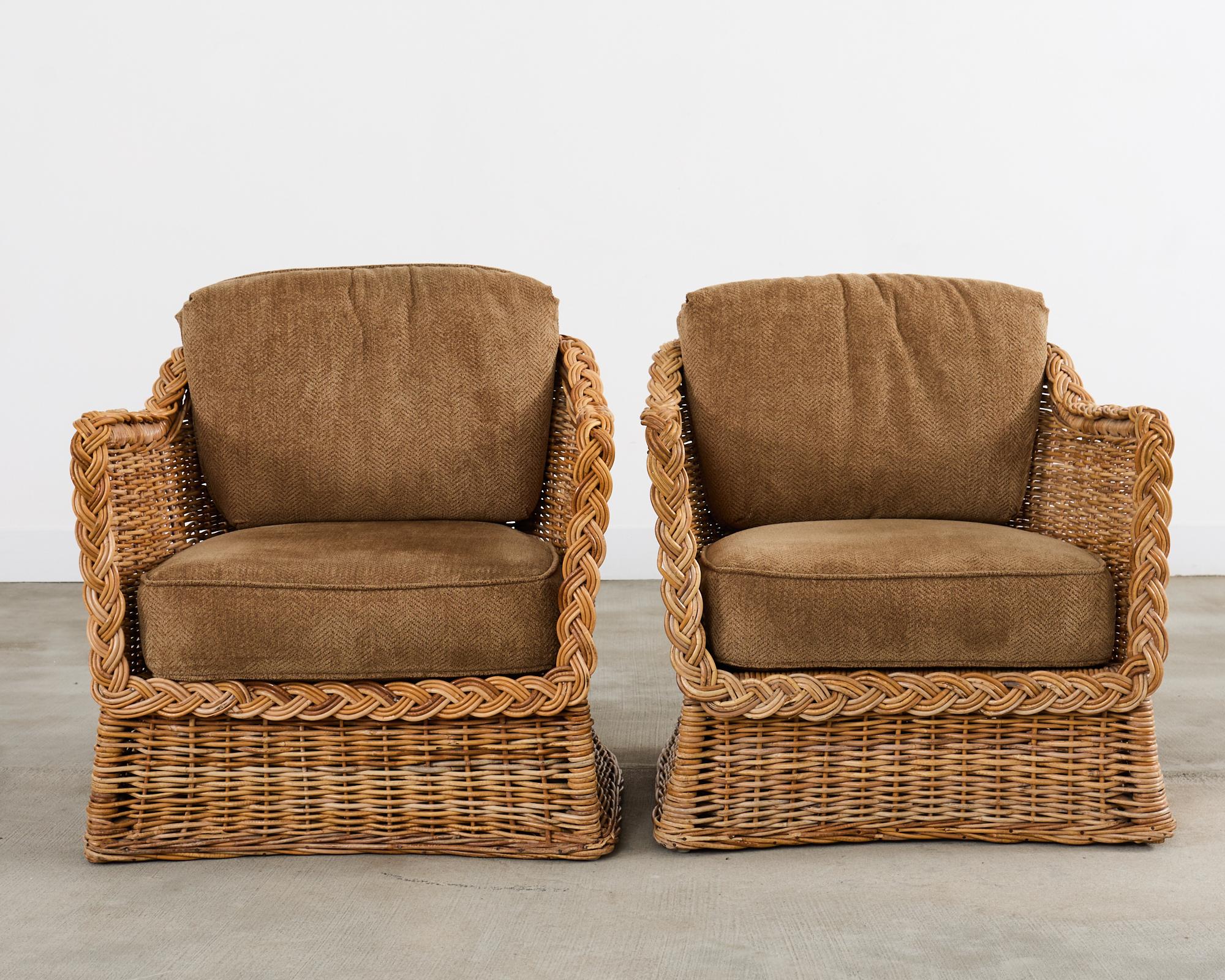 Michael Taylor Style Organic Modern Rattan Living Room Suite For Sale 8