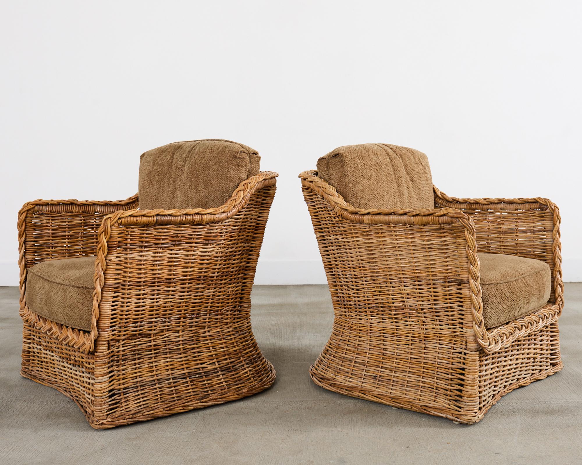 Michael Taylor Style Organic Modern Rattan Living Room Suite For Sale 10