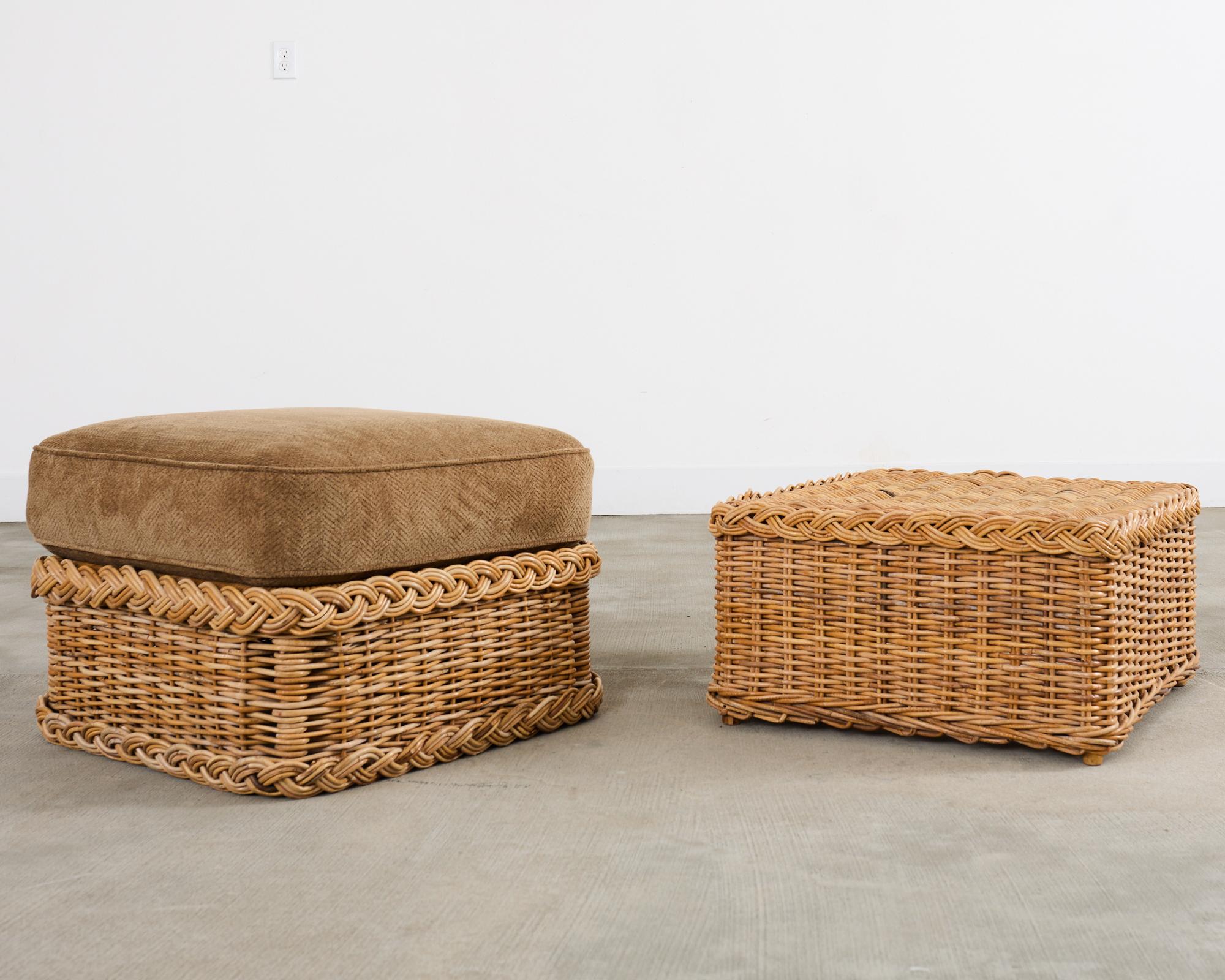 Michael Taylor Style Organic Modern Rattan Living Room Suite For Sale 13