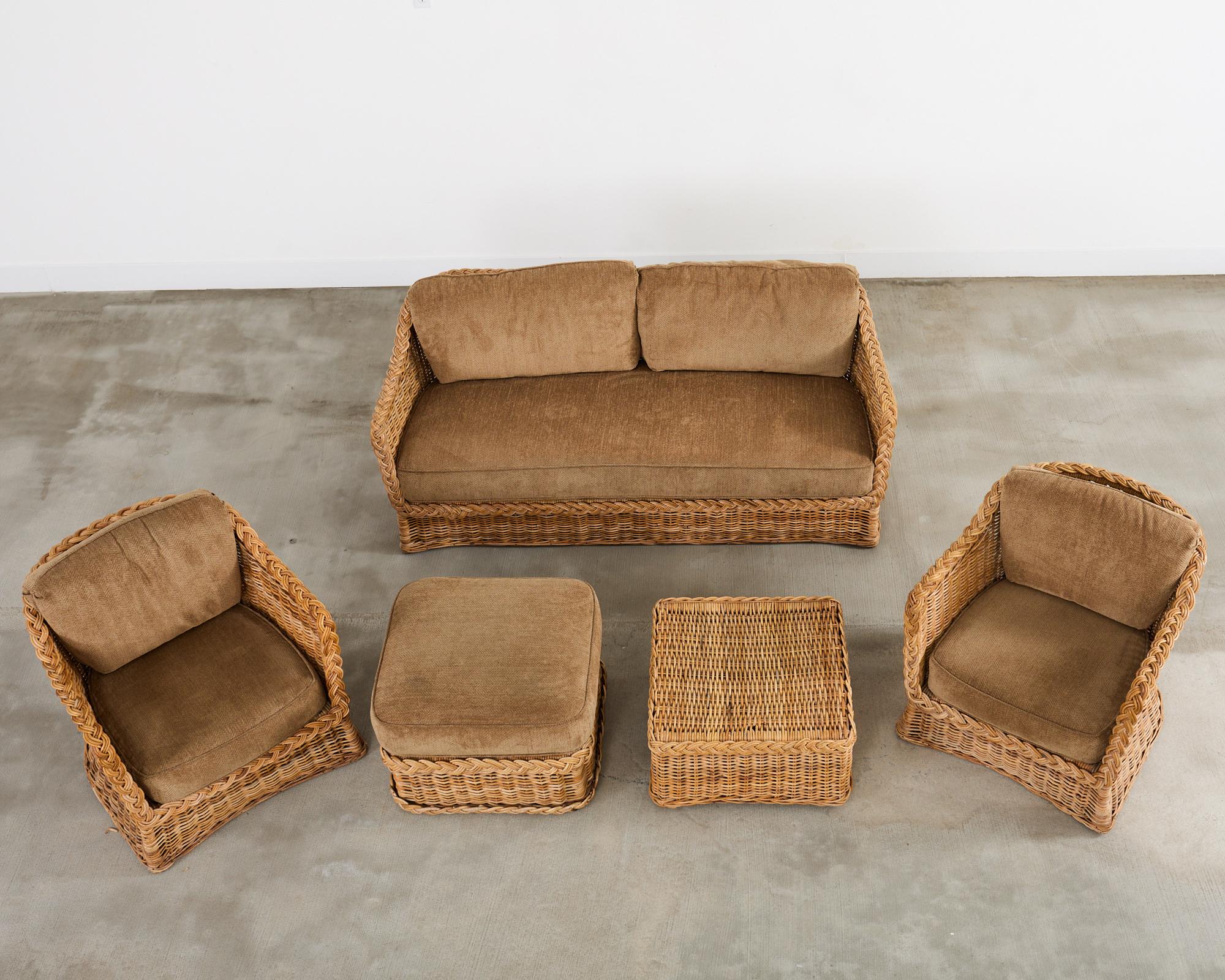 Australian Michael Taylor Style Organic Modern Rattan Living Room Suite For Sale