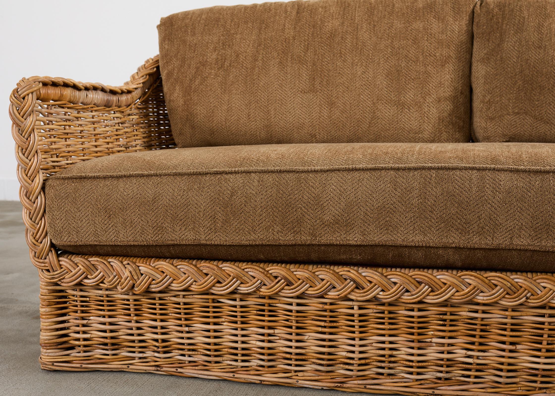 Michael Taylor Style Organic Modern Rattan Living Room Suite For Sale 1