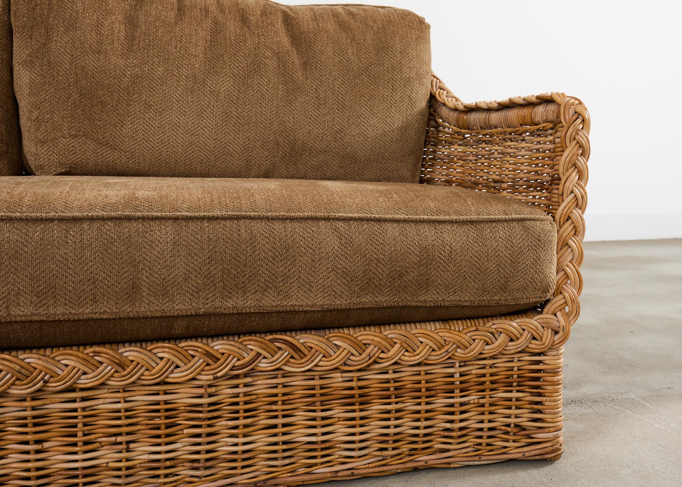 Michael Taylor Style Organic Modern Rattan Living Room Suite For Sale 2