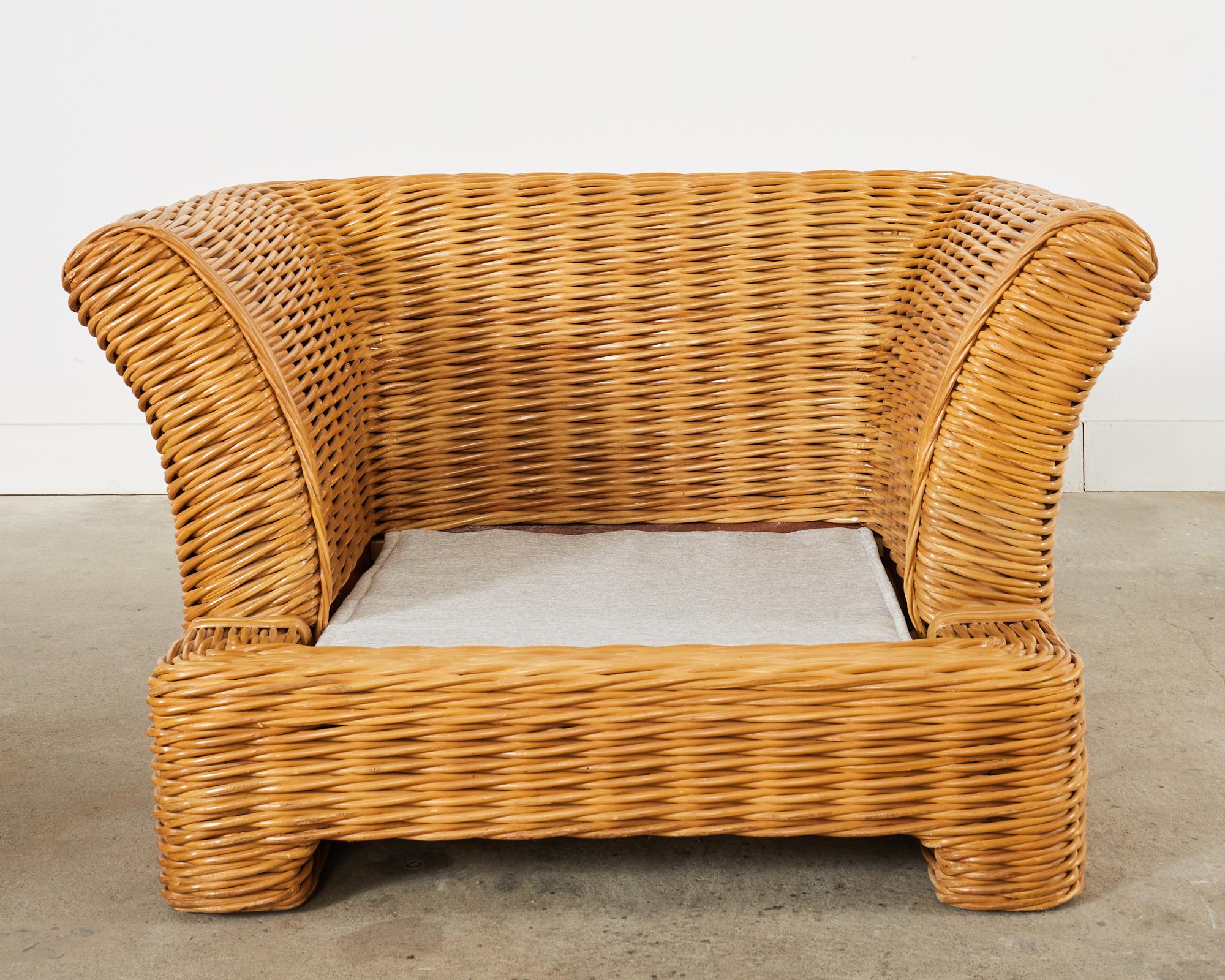 Michael Taylor Style Organic Modern Rattan Lounge Chair Ottoman For Sale 12