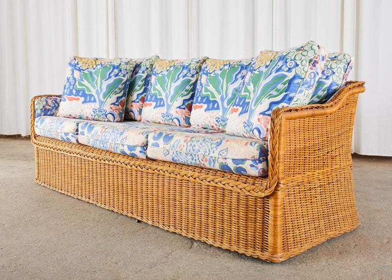 Michael Taylor Style Organic Modern Wicker Rattan Sofa at 1stDibs
