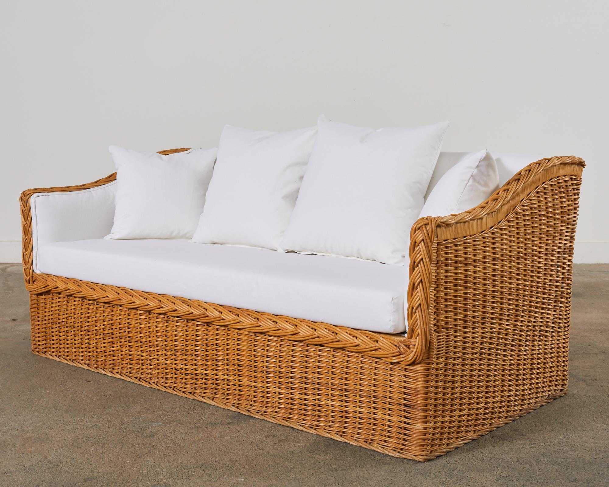 Michael Taylor Style Organic Modern Wicker Rattan Sofa Settee 8