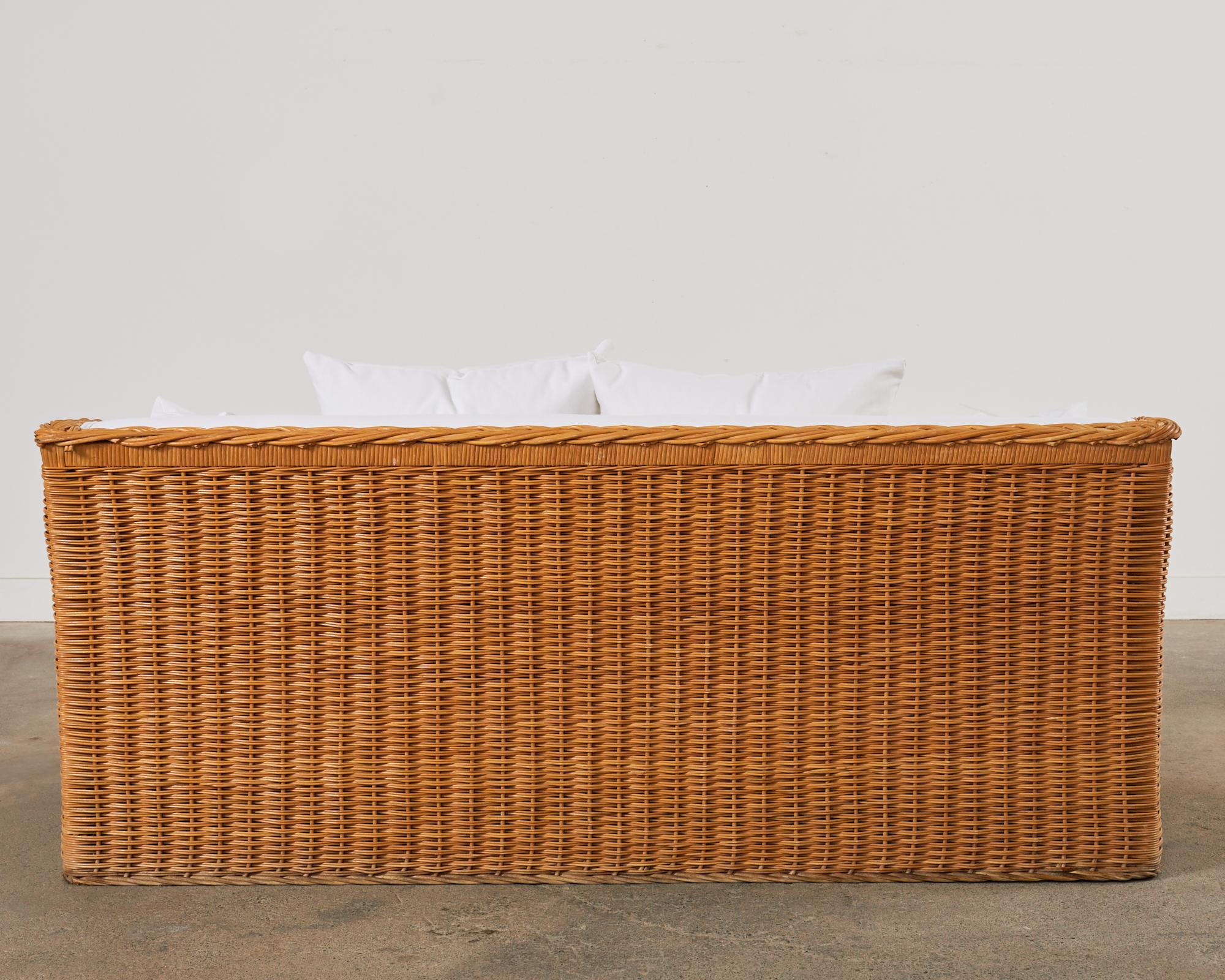 Michael Taylor Style Organic Modern Wicker Rattan Sofa Settee 12