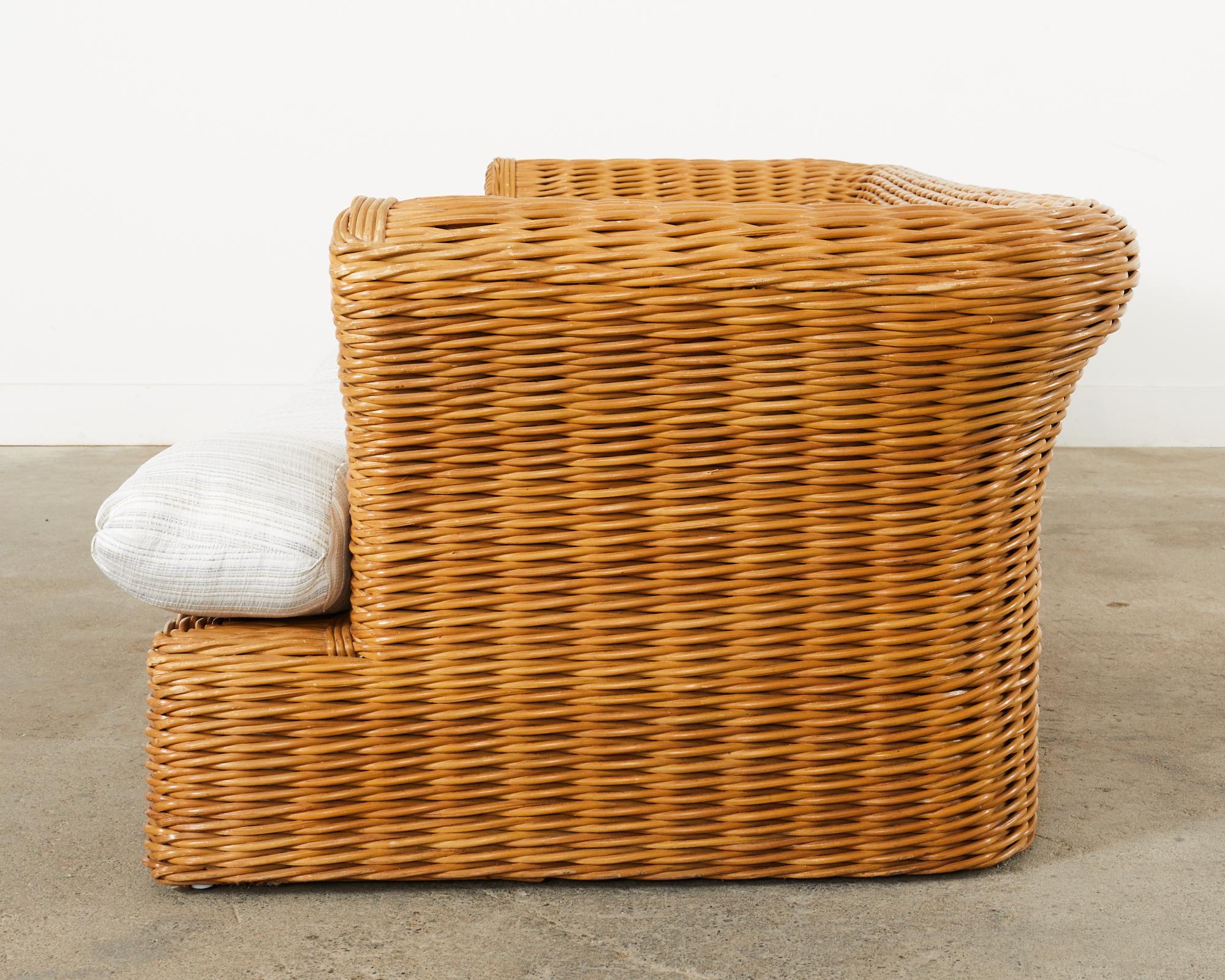 Michael Taylor Style Organic Modern Woven Rattan Sofa  For Sale 4