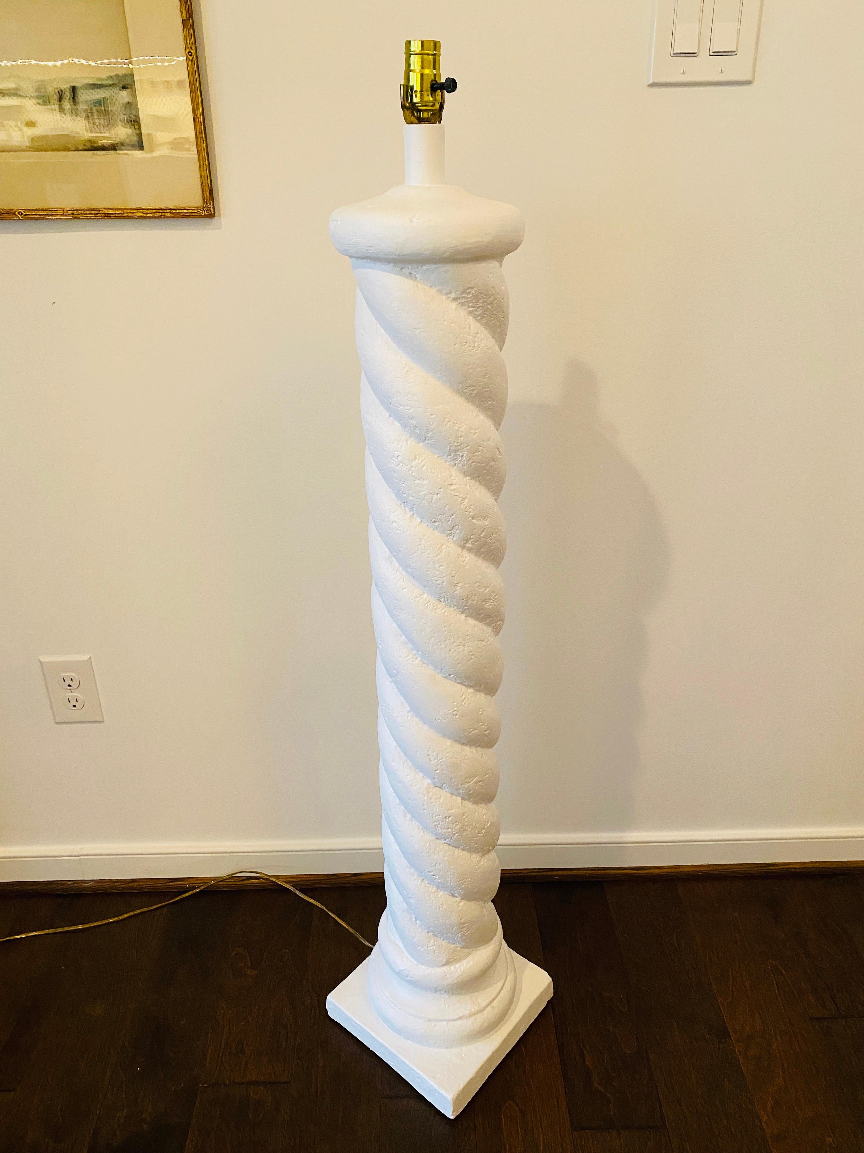 Michael Taylor Style Plaster Spiral Column Floor Lamp, 1970s For Sale 2