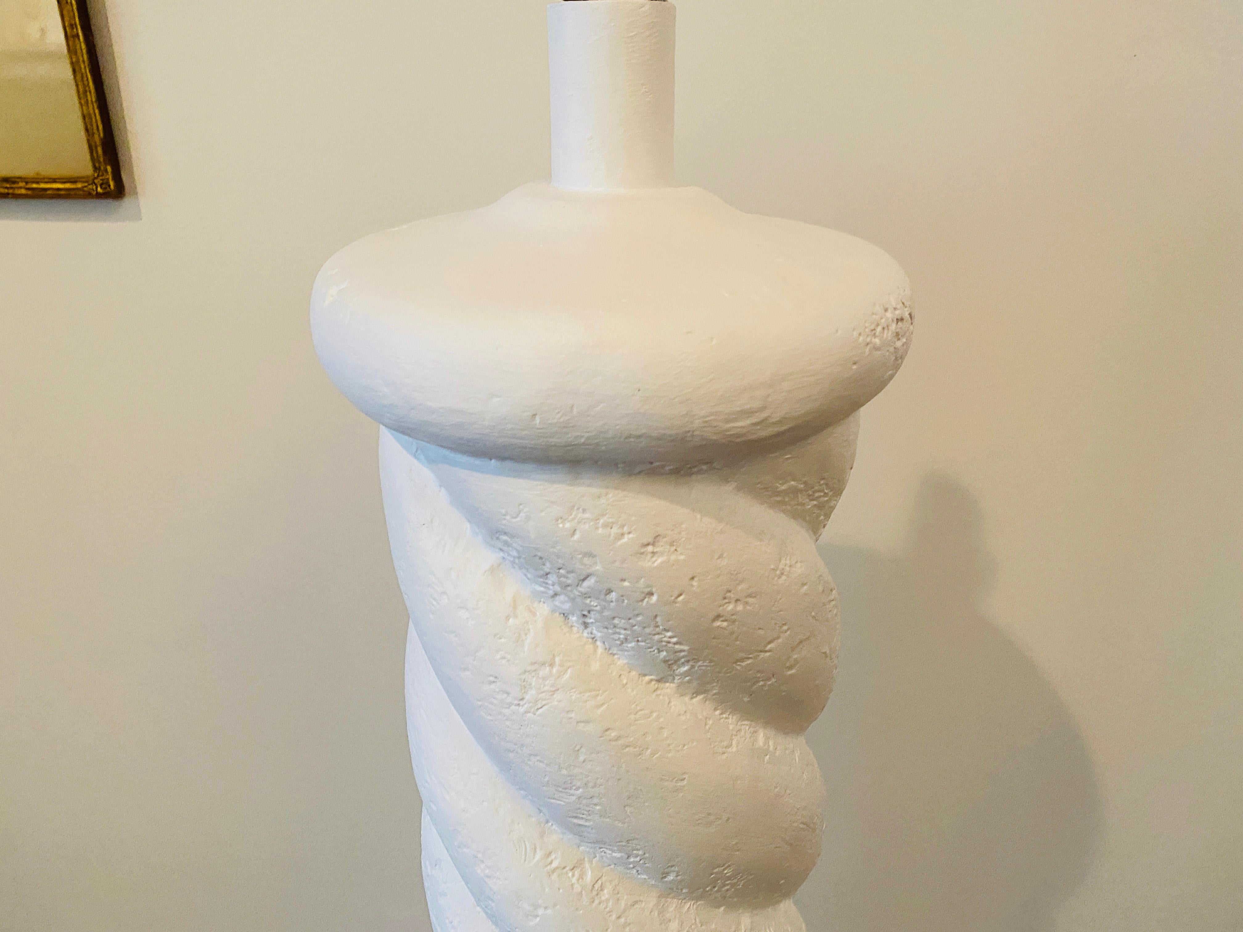 Mid-Century Modern Michael Taylor Style Plaster Spiral Column Floor Lamp, 1970s For Sale