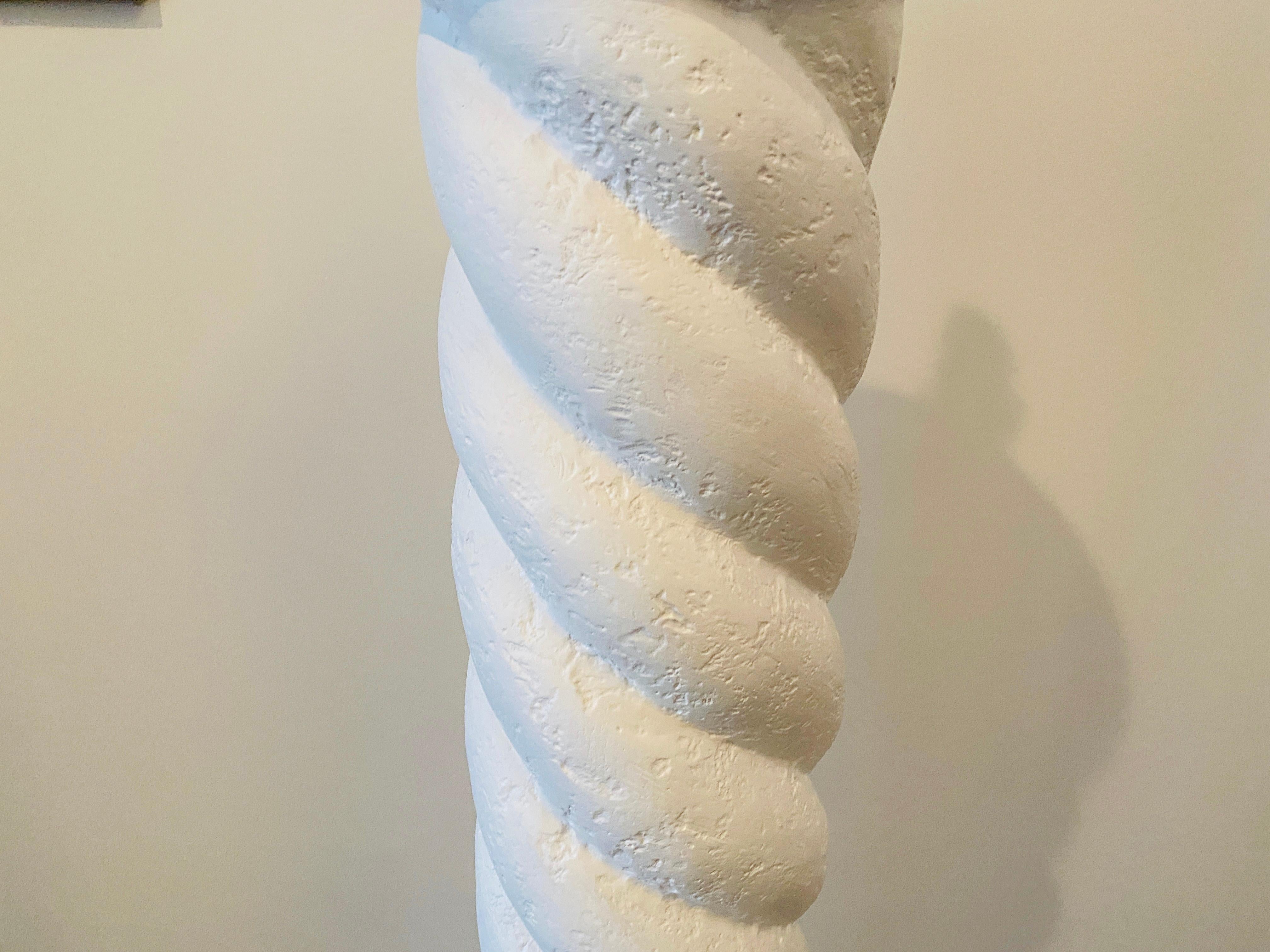 American Michael Taylor Style Plaster Spiral Column Floor Lamp, 1970s For Sale