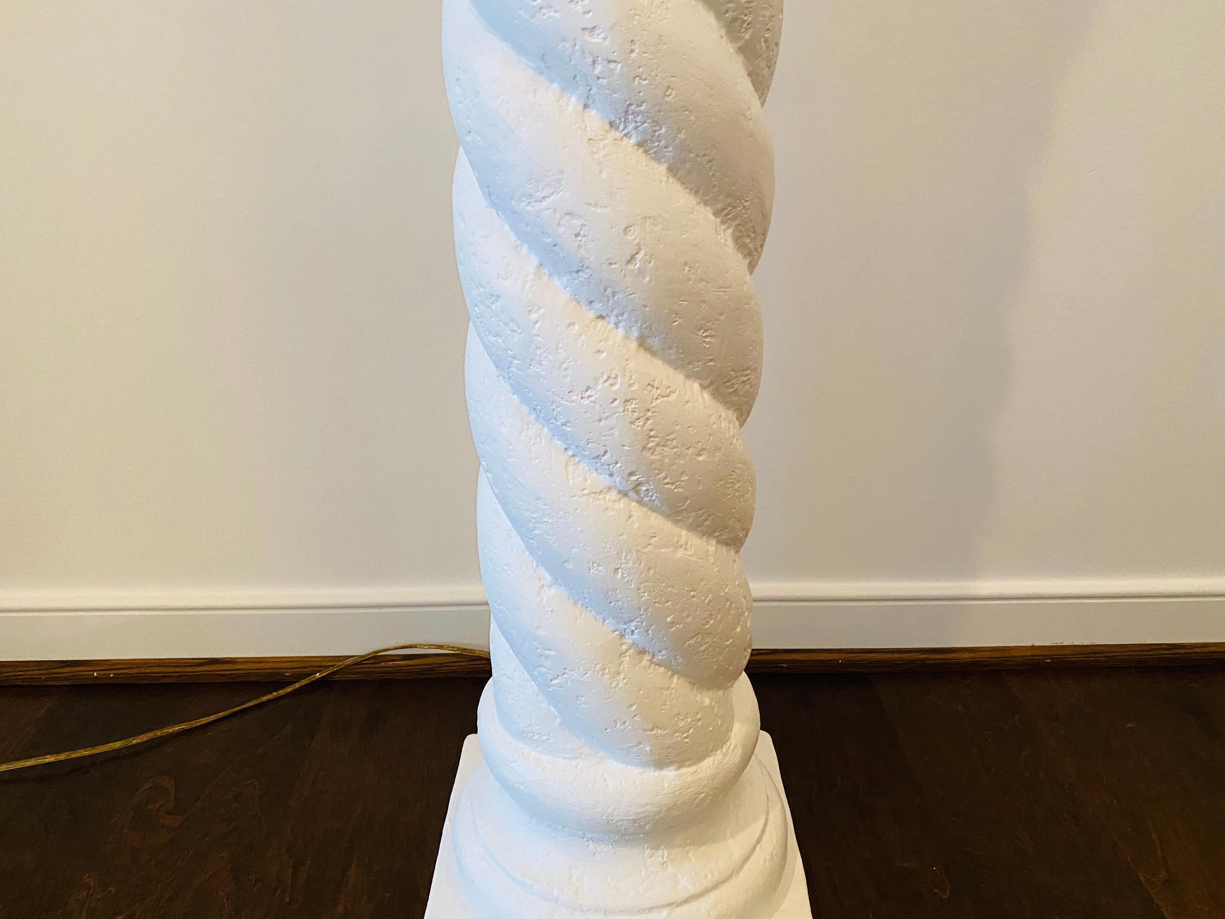 20th Century Michael Taylor Style Plaster Spiral Column Floor Lamp, 1970s For Sale