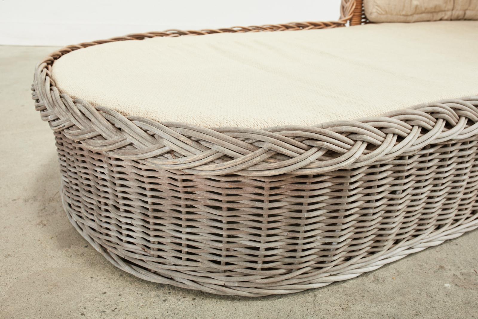 Michael Taylor Style Rattan Wicker Chaise Lounge 3