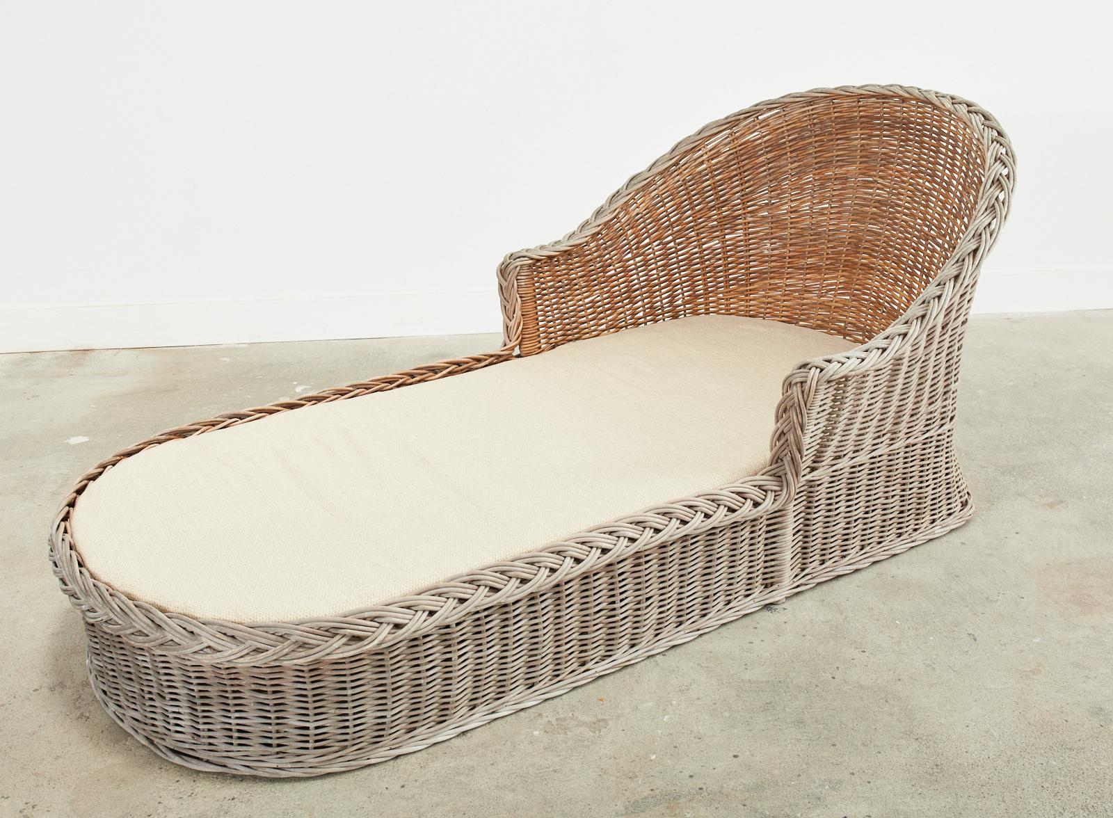 Michael Taylor Style Rattan Wicker Chaise Lounge 6