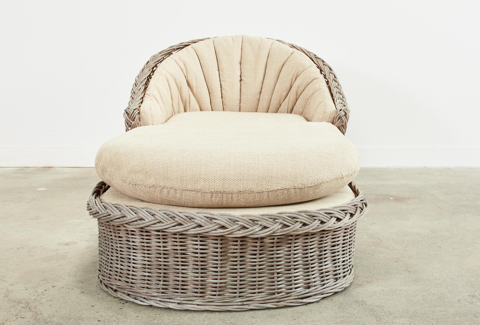 Michael Taylor Style Rattan Wicker Chaise Lounge 7