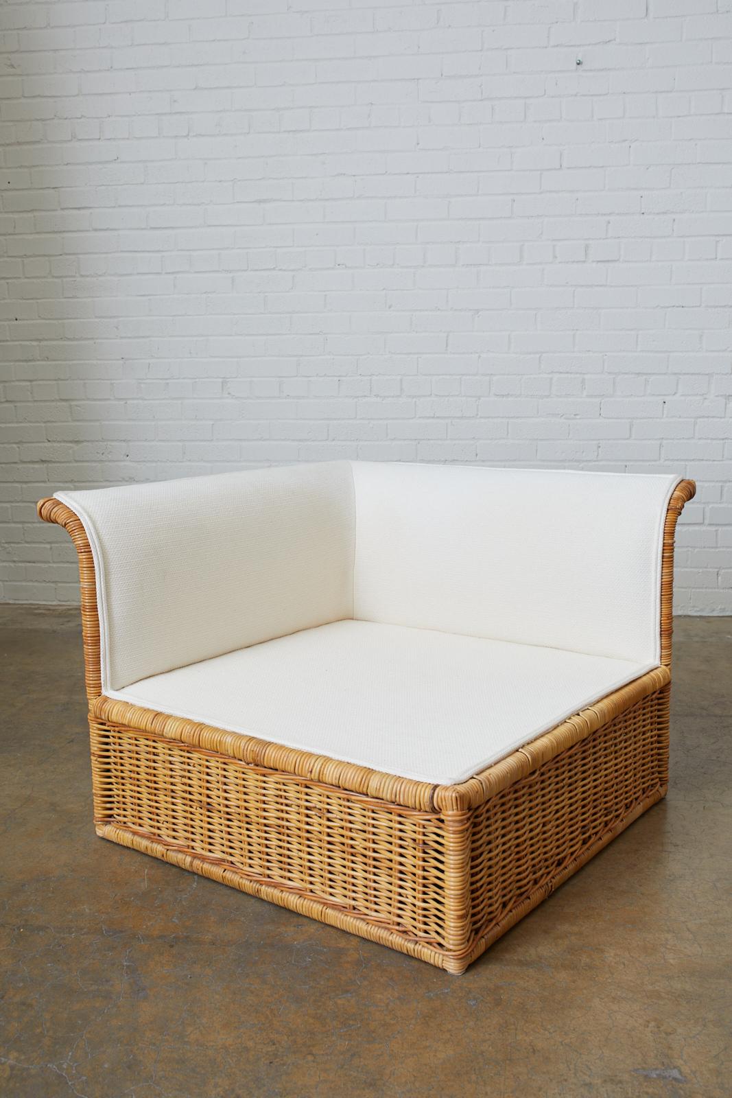 Michael Taylor Style Rattan Wicker Sectional Sofa 4