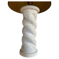 Michael Taylor Style Sculptural Modern Plaster Twist Spiral Column Table Lamp
