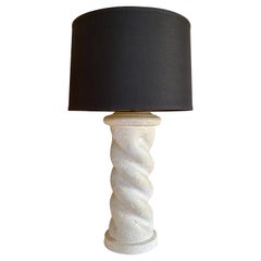 Lámpara de sobremesa de columna en espiral de escayola, moderna y escultural, estilo Michael Taylor