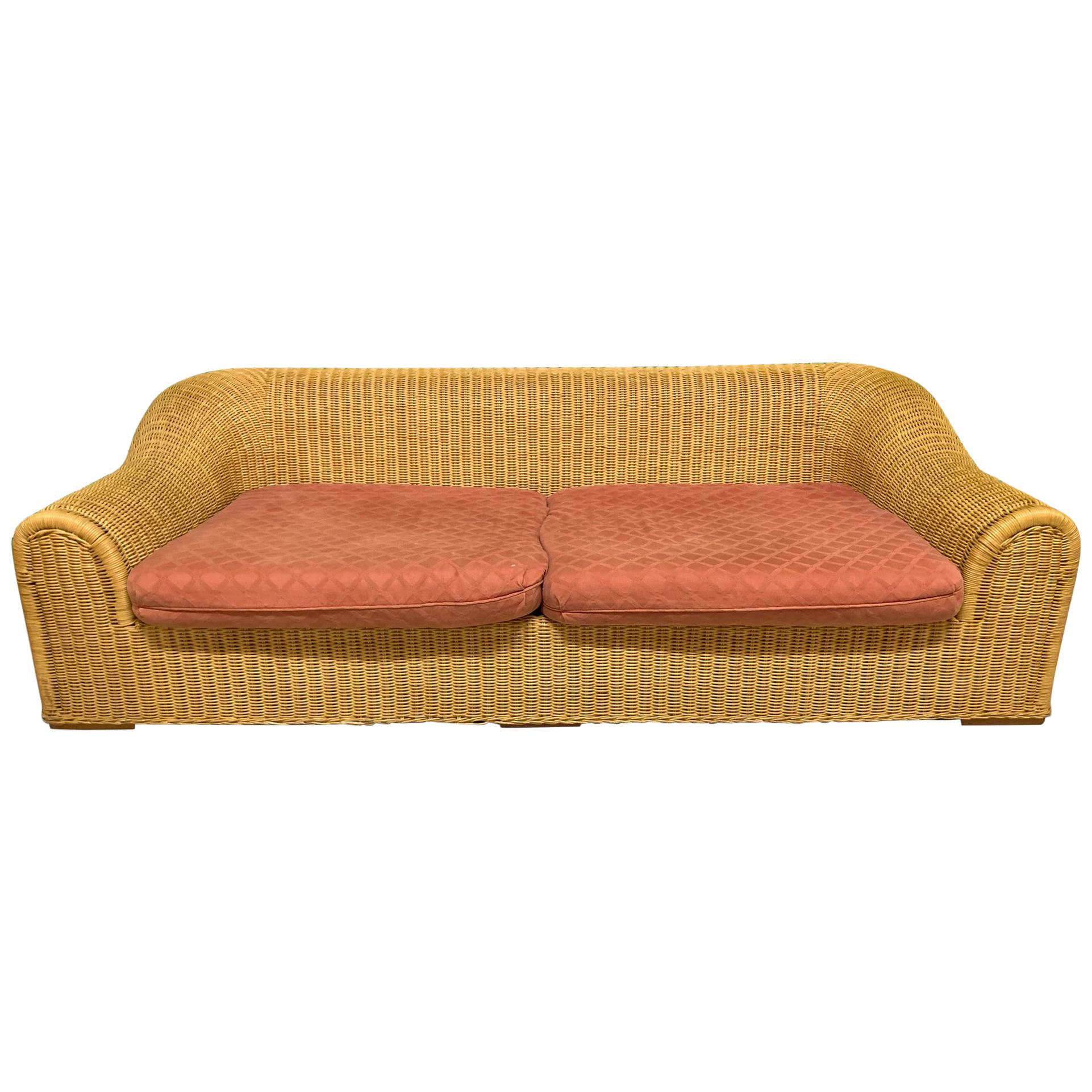 Michael Taylor Style Sculptural Wicker Sofa at 1stDibs