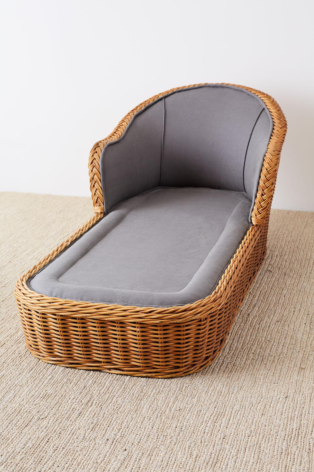 Michael Taylor Style Wicker Chaise Lounge 7