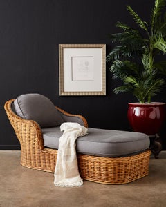 Michael Taylor Style Wicker Chaise Lounge