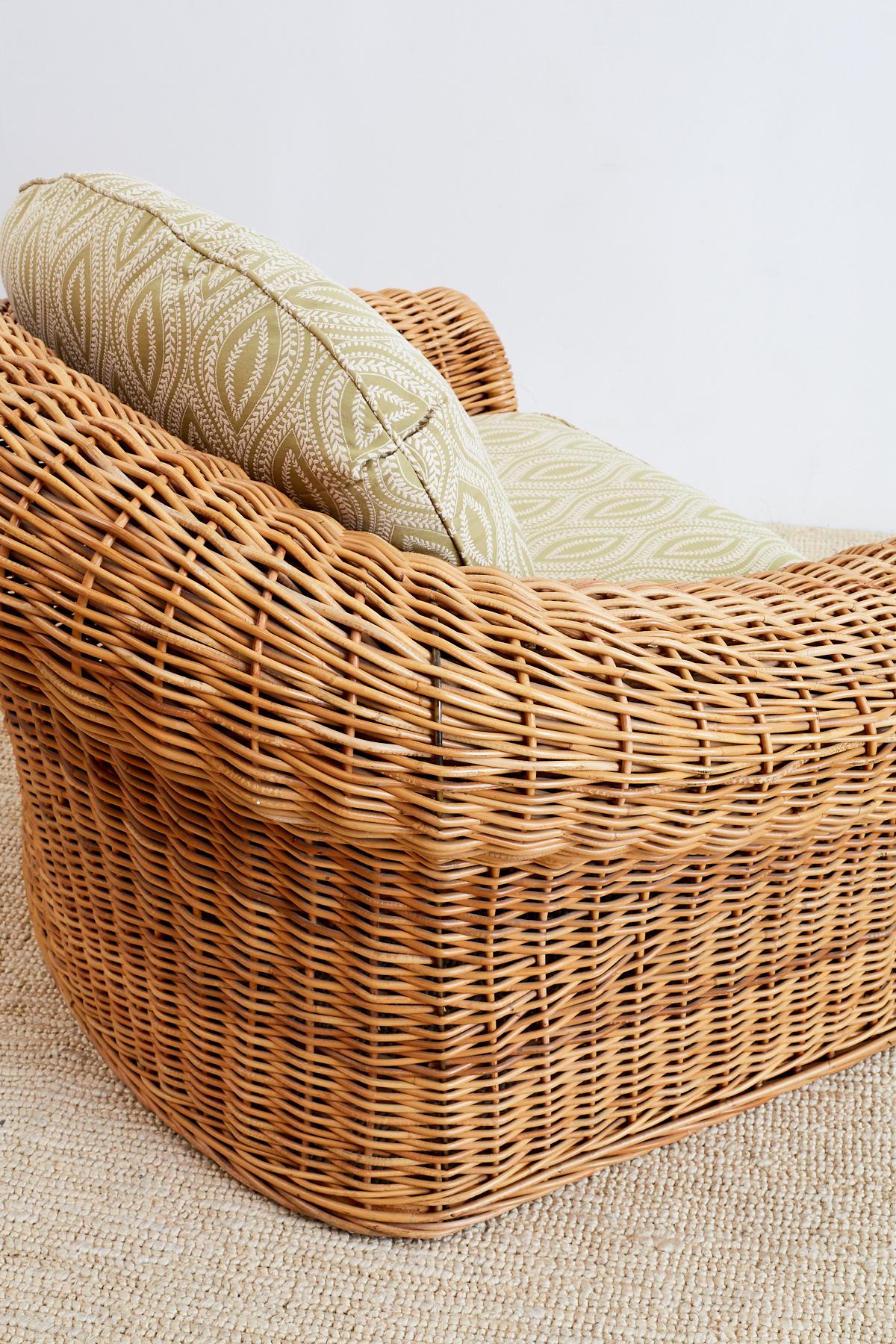 Michael Taylor Style Wicker Lounge Chairs and Ottomans 2