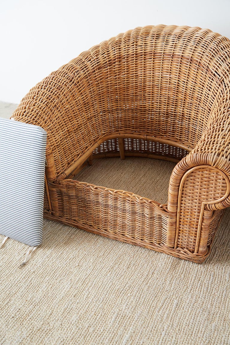 Michael Taylor Style Wicker Lounge Chairs with Ottoman at 1stDibs