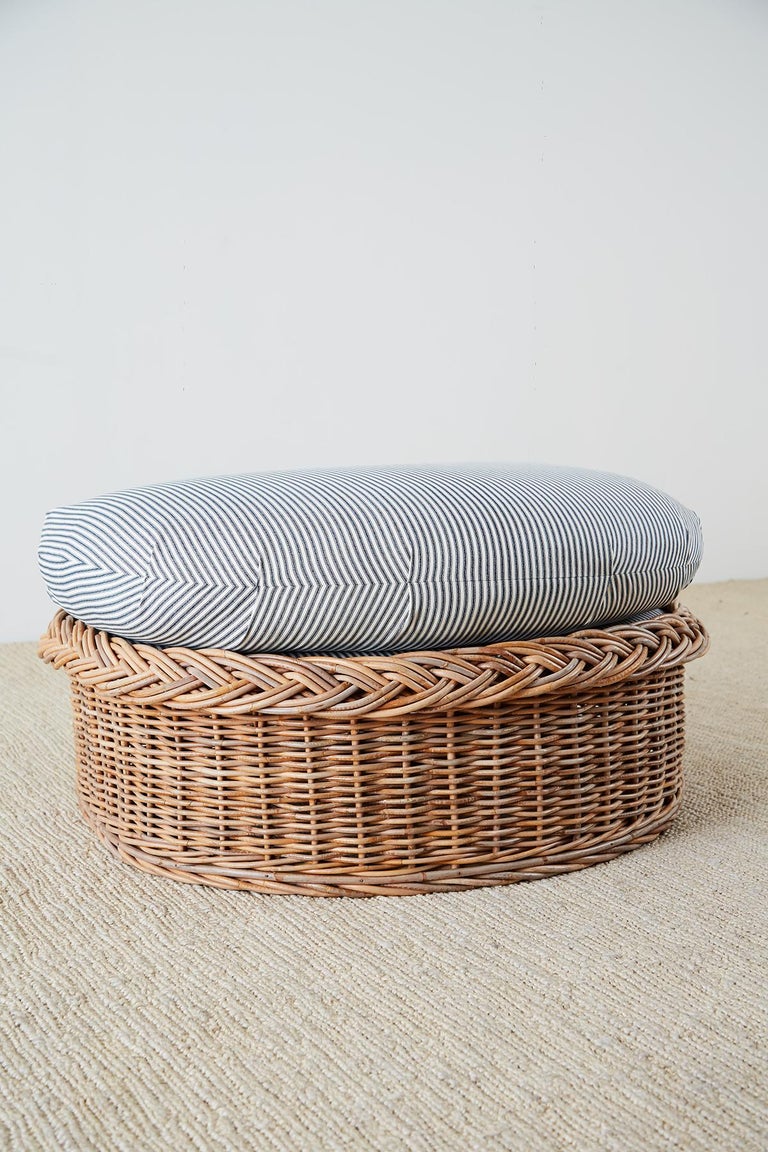 Michael Taylor Style Wicker Lounge Chairs with Ottoman at 1stDibs