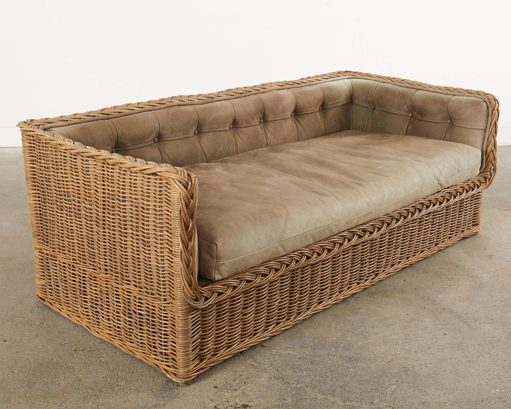 Michael Taylor Style Wicker Rattan Daybed Sofa by Wicker Works 2