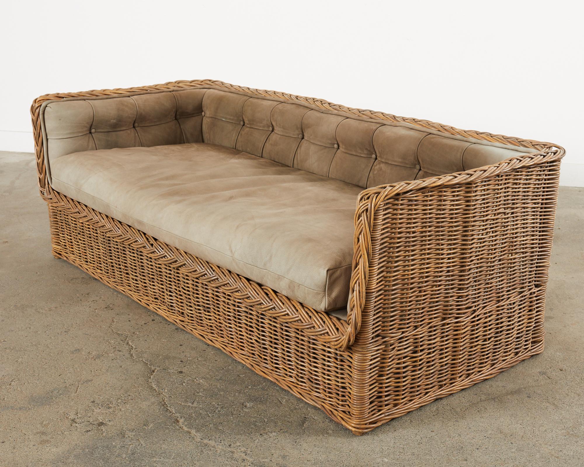 Michael Taylor Style Wicker Rattan Daybed Sofa by Wicker Works 8