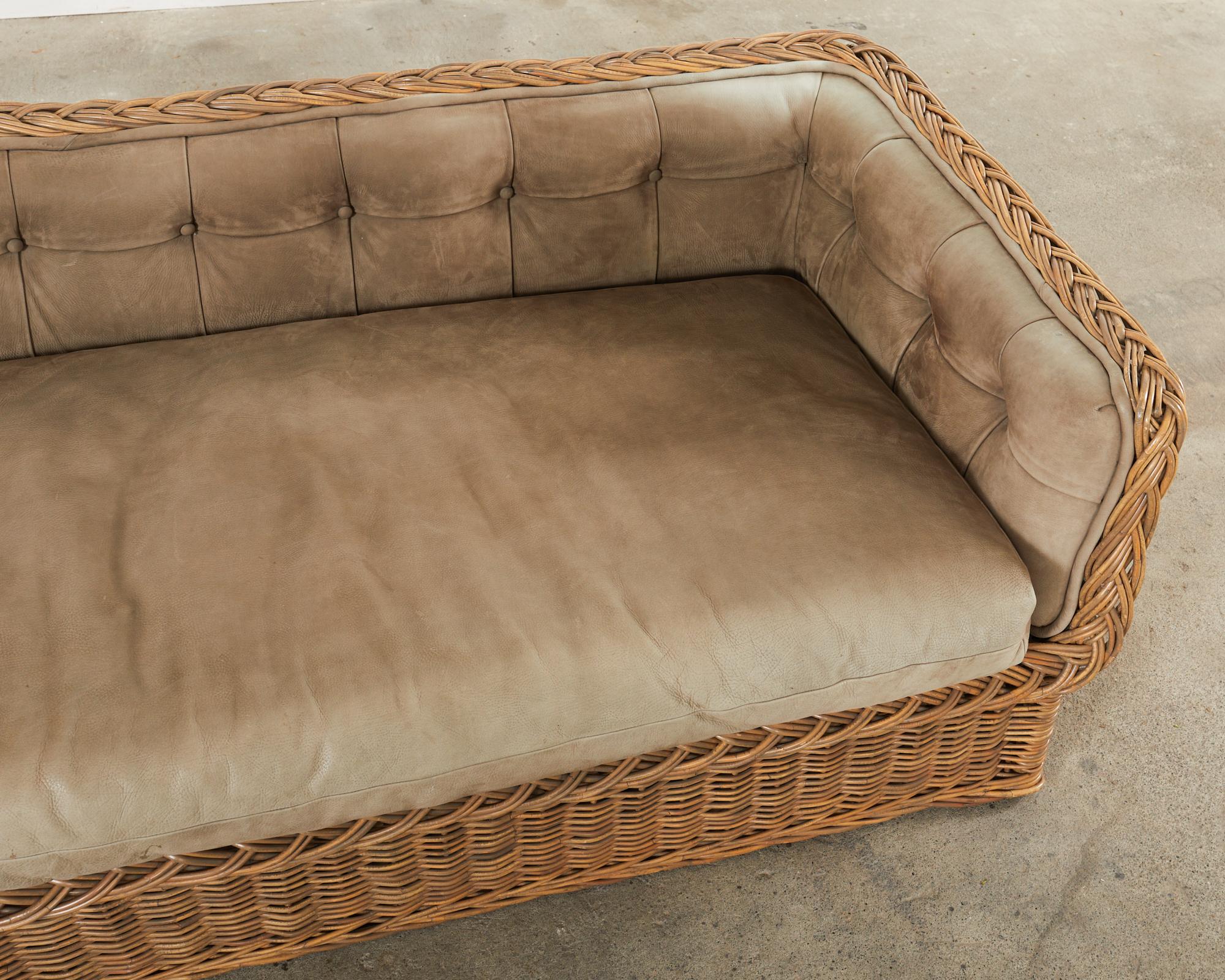American Michael Taylor Style Wicker Rattan Daybed Sofa by Wicker Works