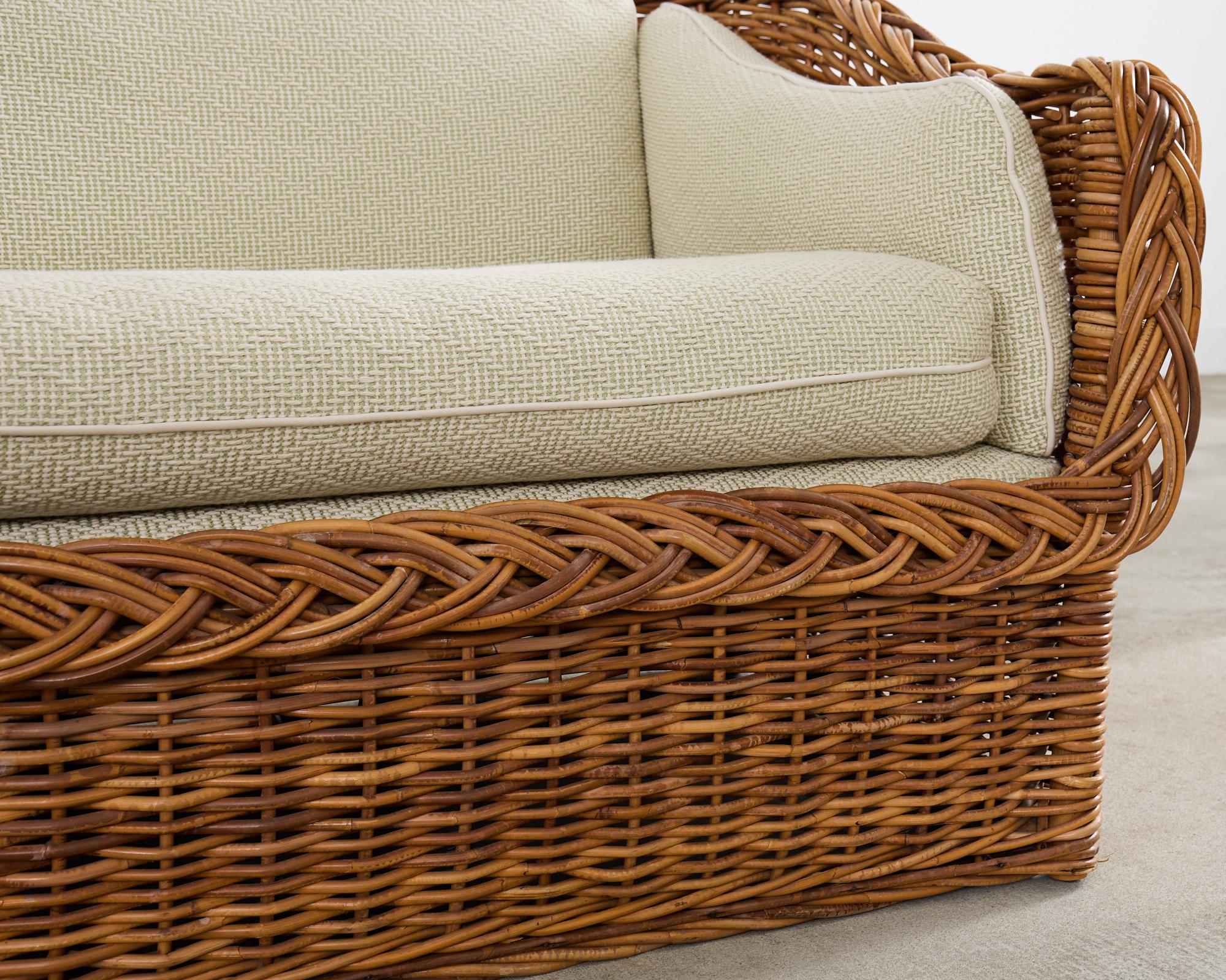 Fauteuil de style Michael Taylor en osier et rotin Scalamandre en vente 3