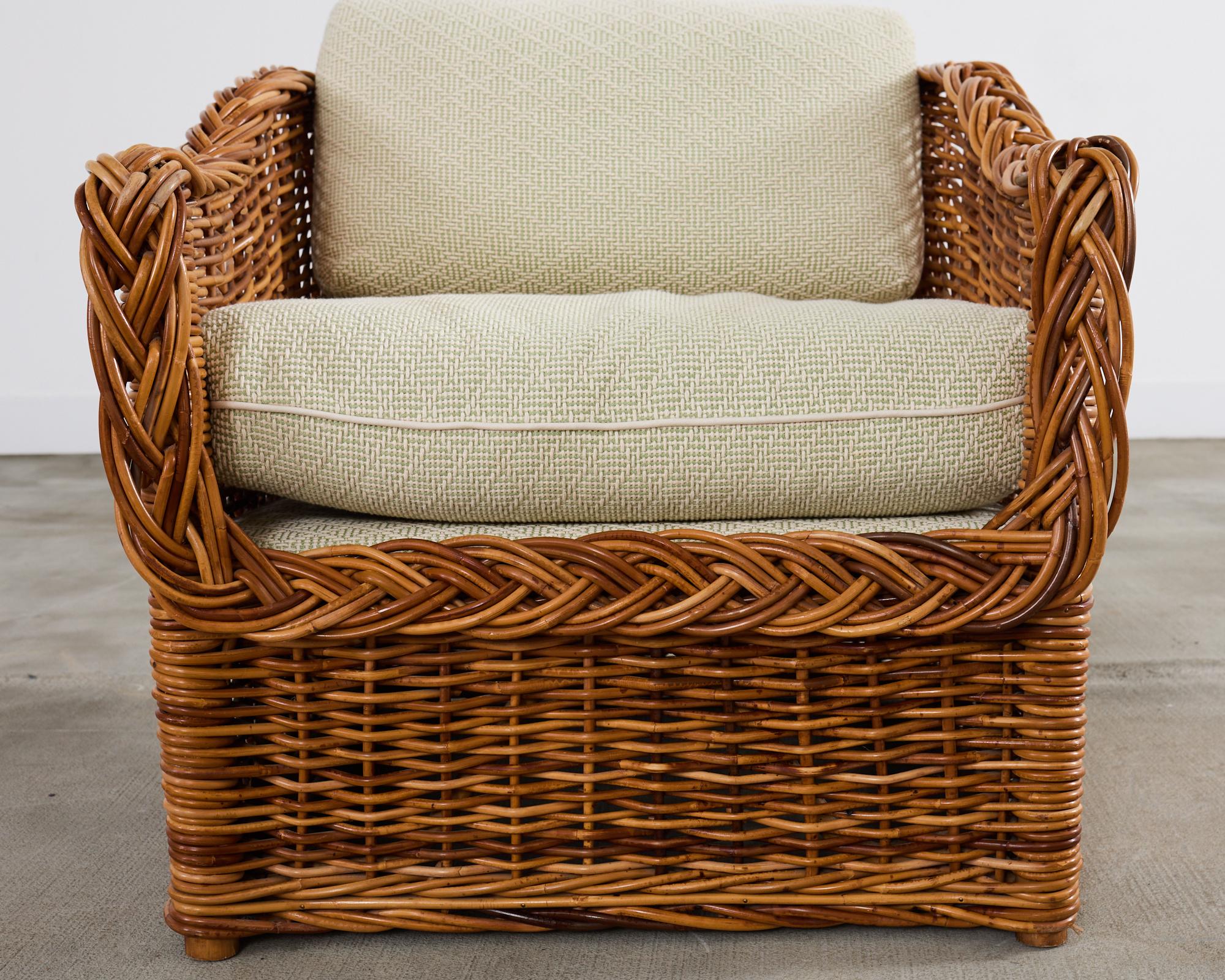 Fauteuil de style Michael Taylor en osier et rotin Scalamandre en vente 4