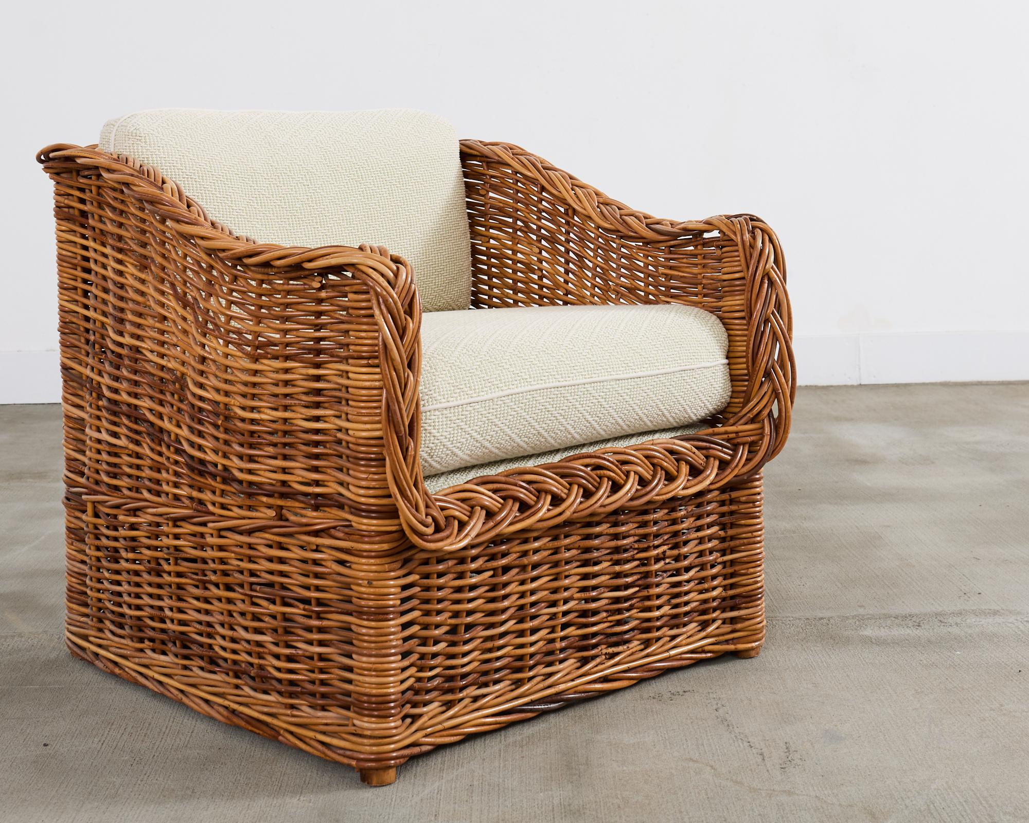 Fauteuil de style Michael Taylor en osier et rotin Scalamandre en vente 5