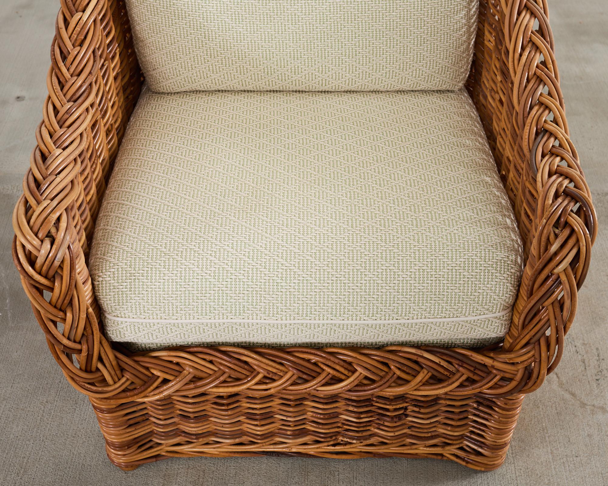 Fauteuil de style Michael Taylor en osier et rotin Scalamandre en vente 7