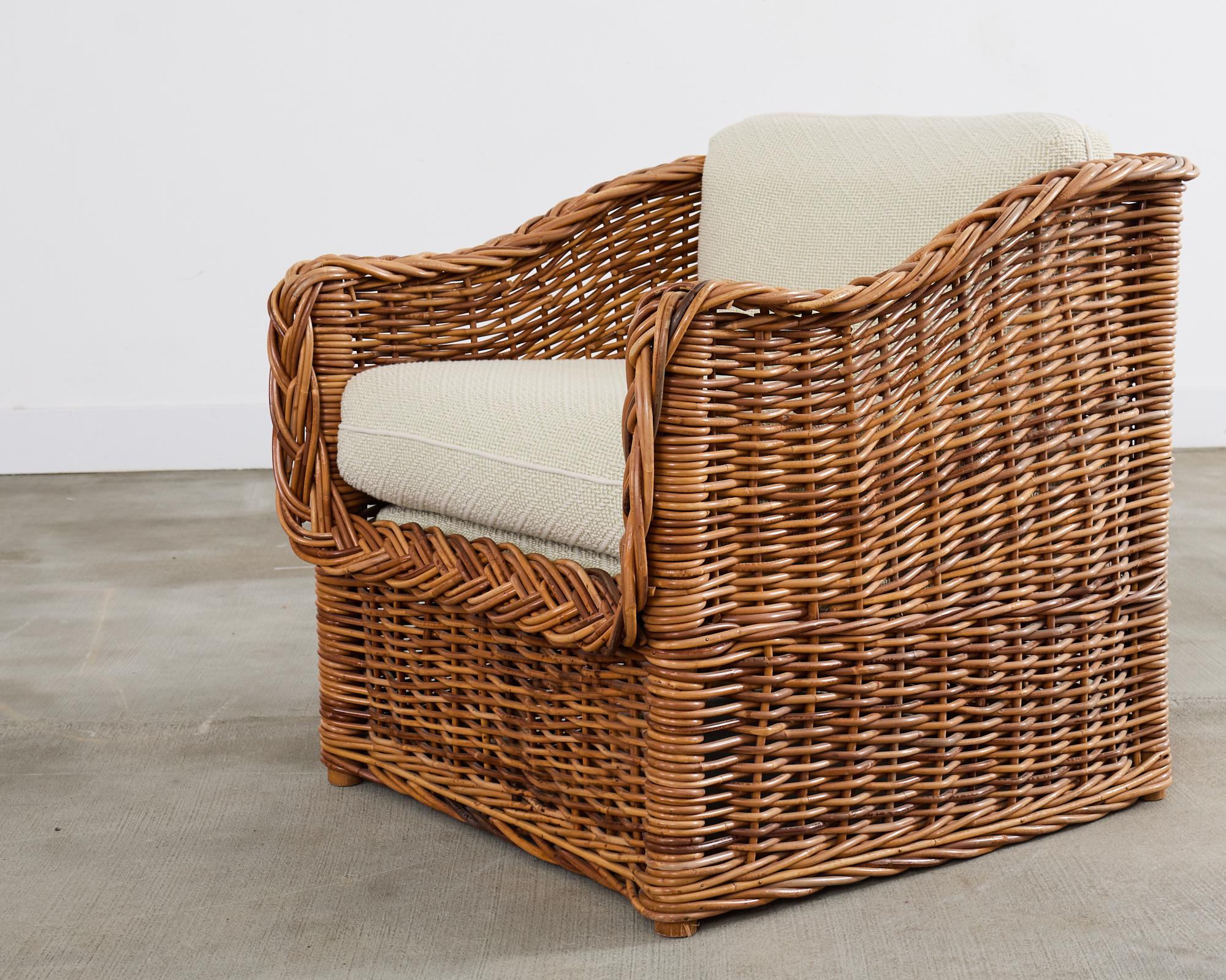 Fauteuil de style Michael Taylor en osier et rotin Scalamandre en vente 8