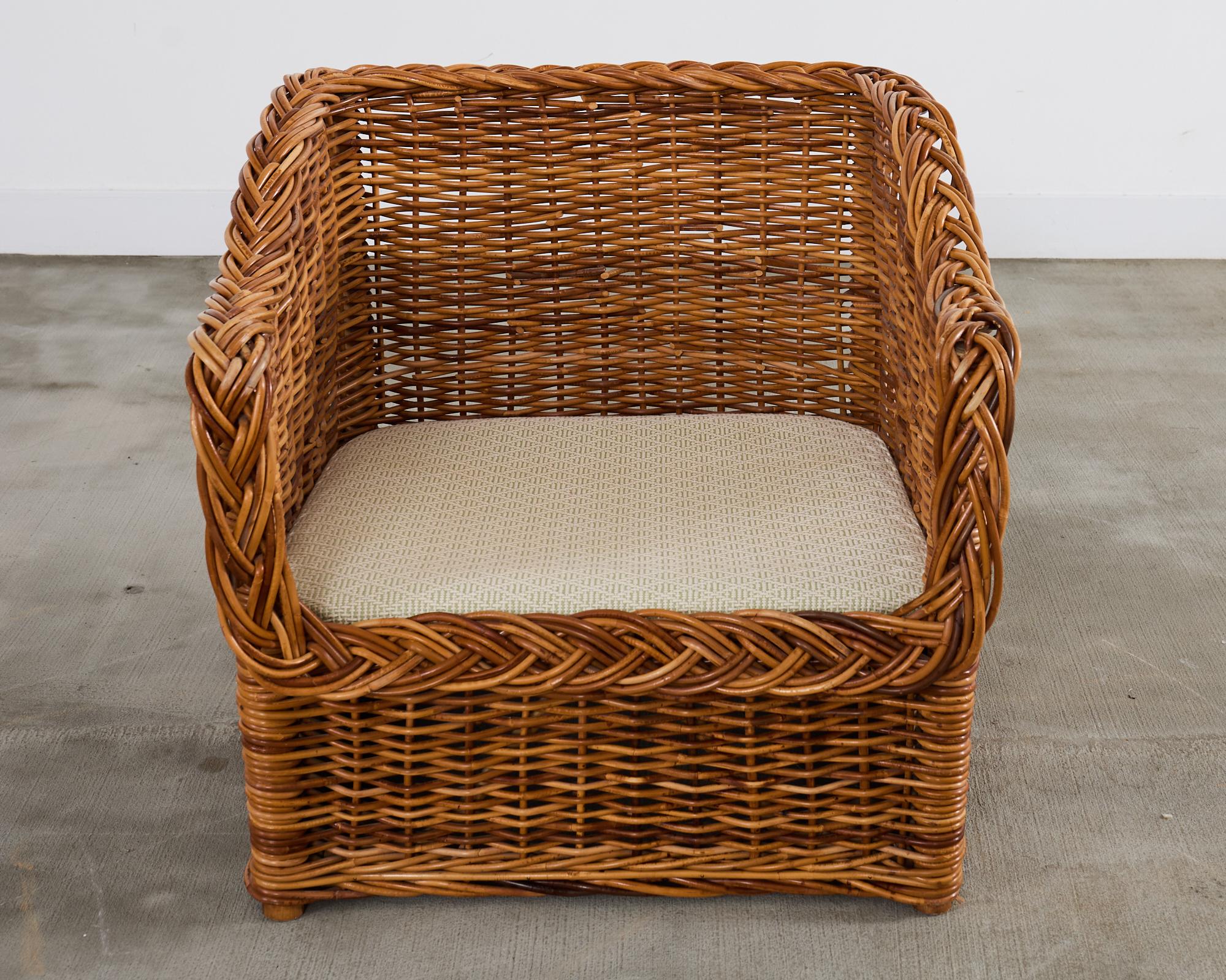 Fauteuil de style Michael Taylor en osier et rotin Scalamandre en vente 9