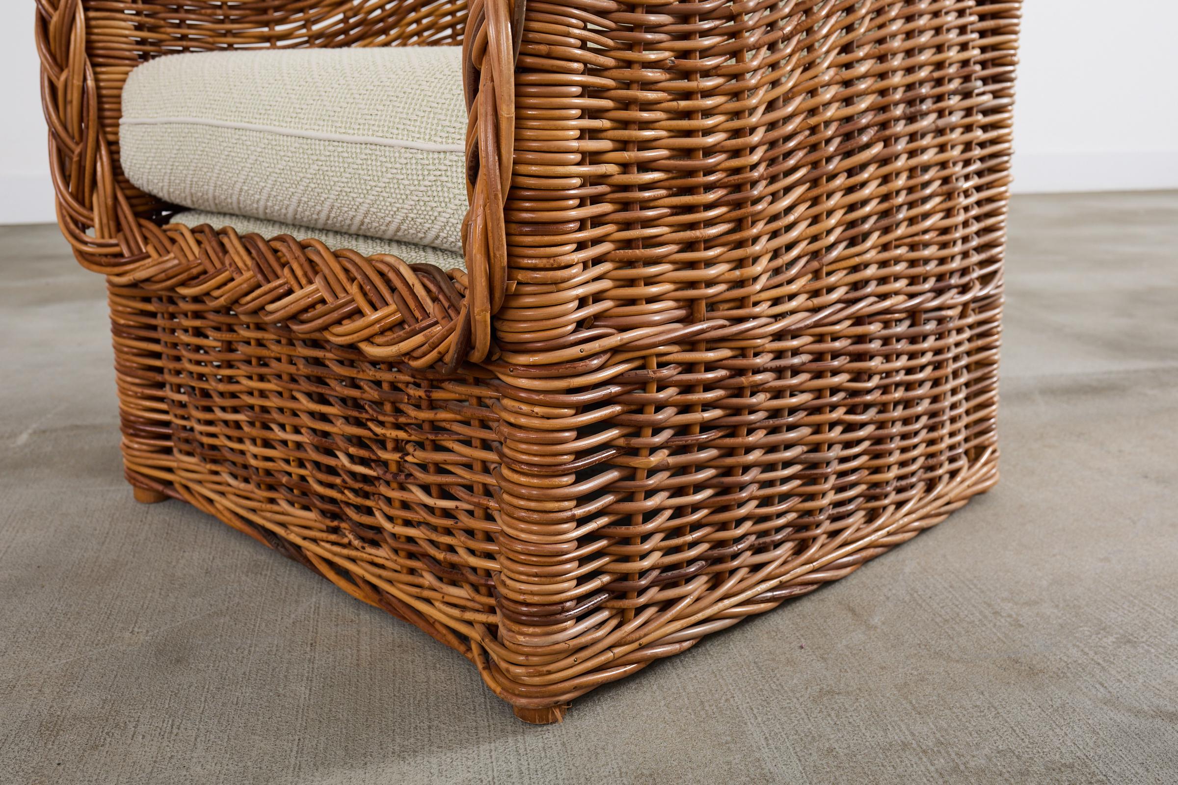 Fauteuil de style Michael Taylor en osier et rotin Scalamandre en vente 11
