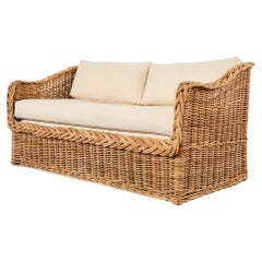 Used Michael Taylor Style Wicker Rattan Sofa by Wicker Works
