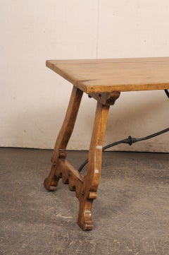 Michael Taylor Vintage Italian-Style Trestle Table in Wood & Iron