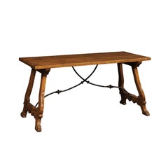 Michael Taylor Vintage Italian-Style Trestle Table in Wood & Iron