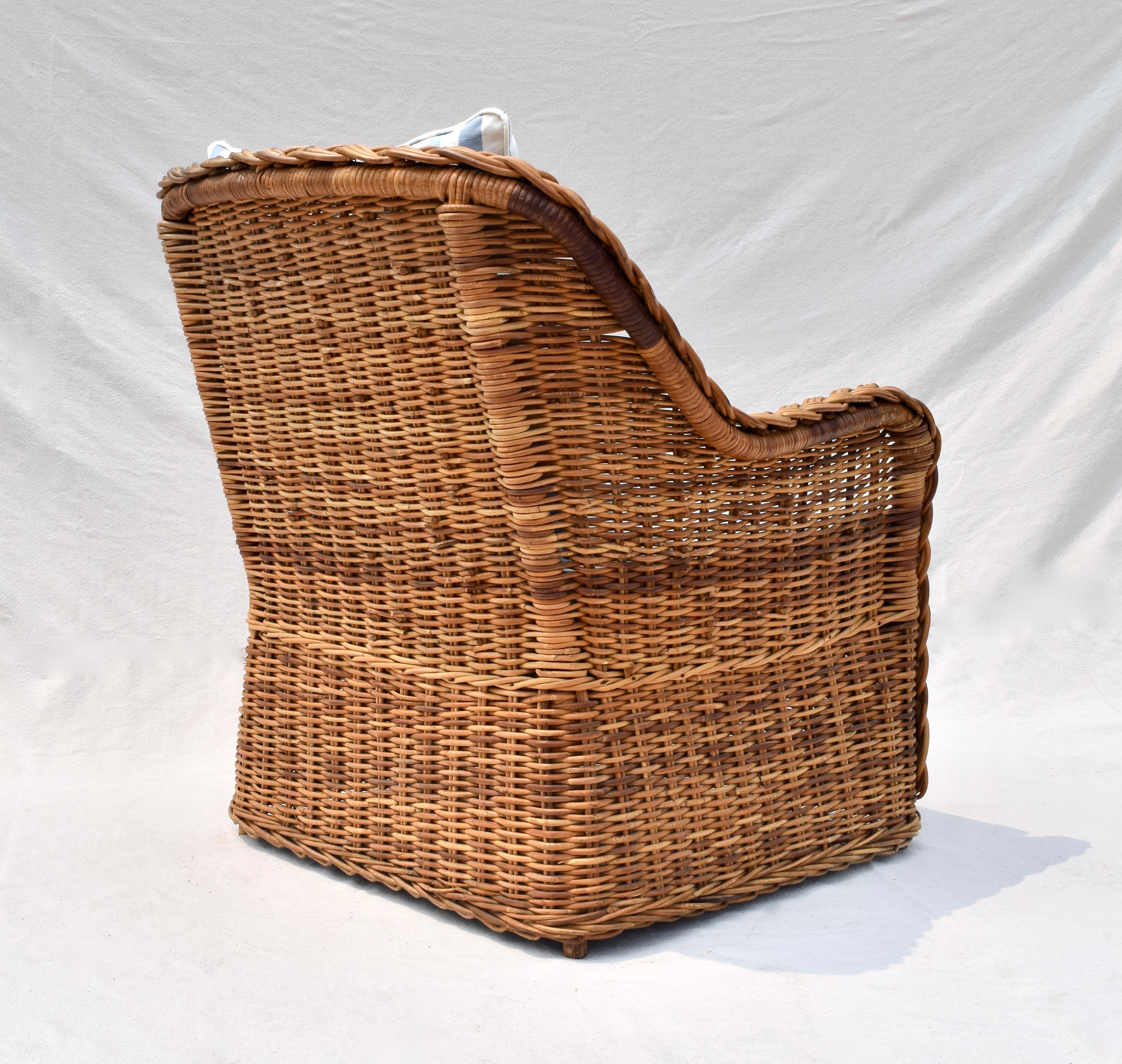 Mid-20th Century Michael Taylor Wicker Rattan Arm Chair