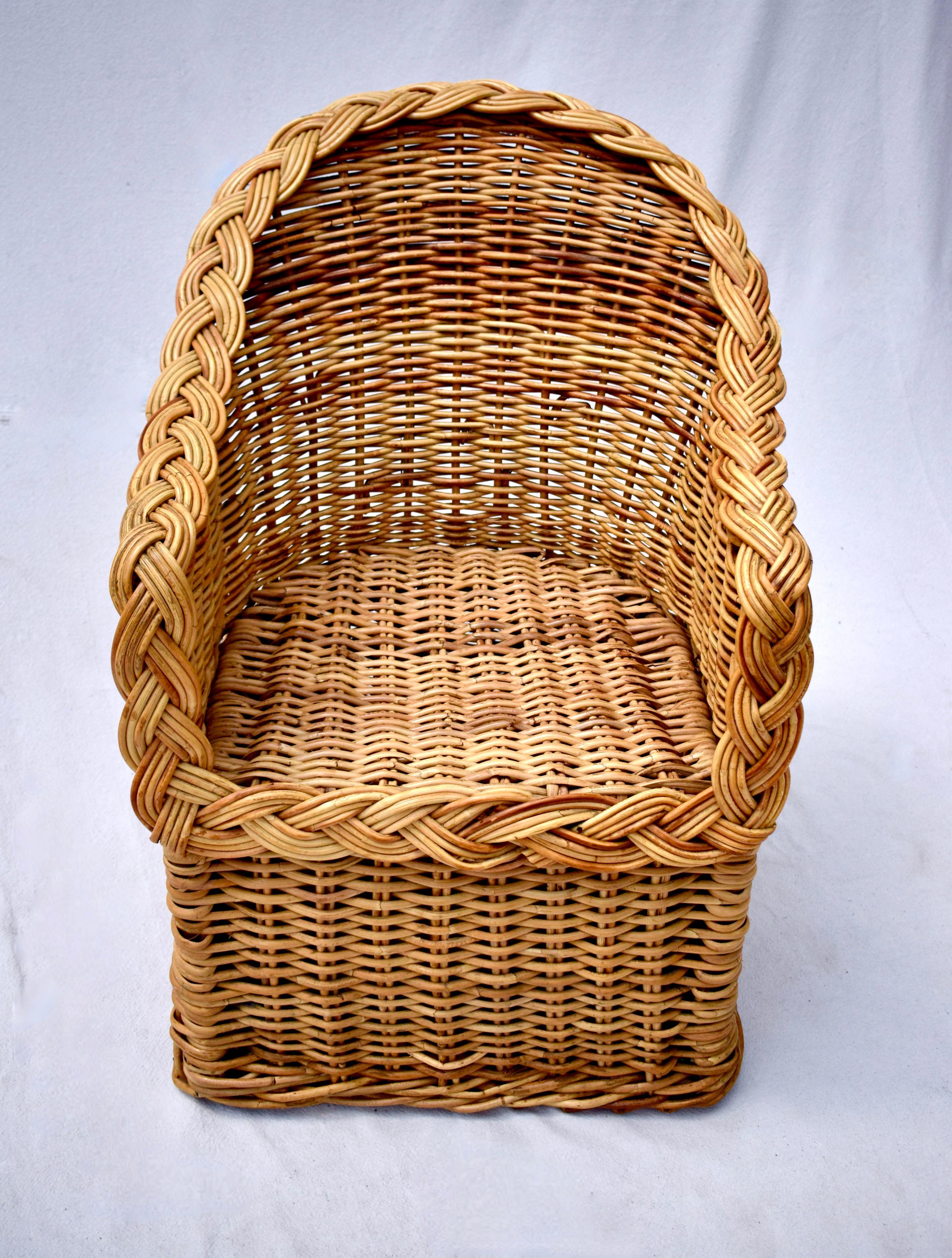 Michael Taylor Wicker Rattan Arm Chairs, Pair 3