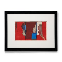 "Composition en rouge (Vapeurs), " Collage en techniques mixtes