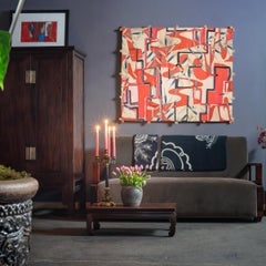 "Red Meander, " Mixed Media Kite