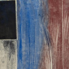 „Reflective Composition (Blauer Stempel), „ Mixed Media-Collage“