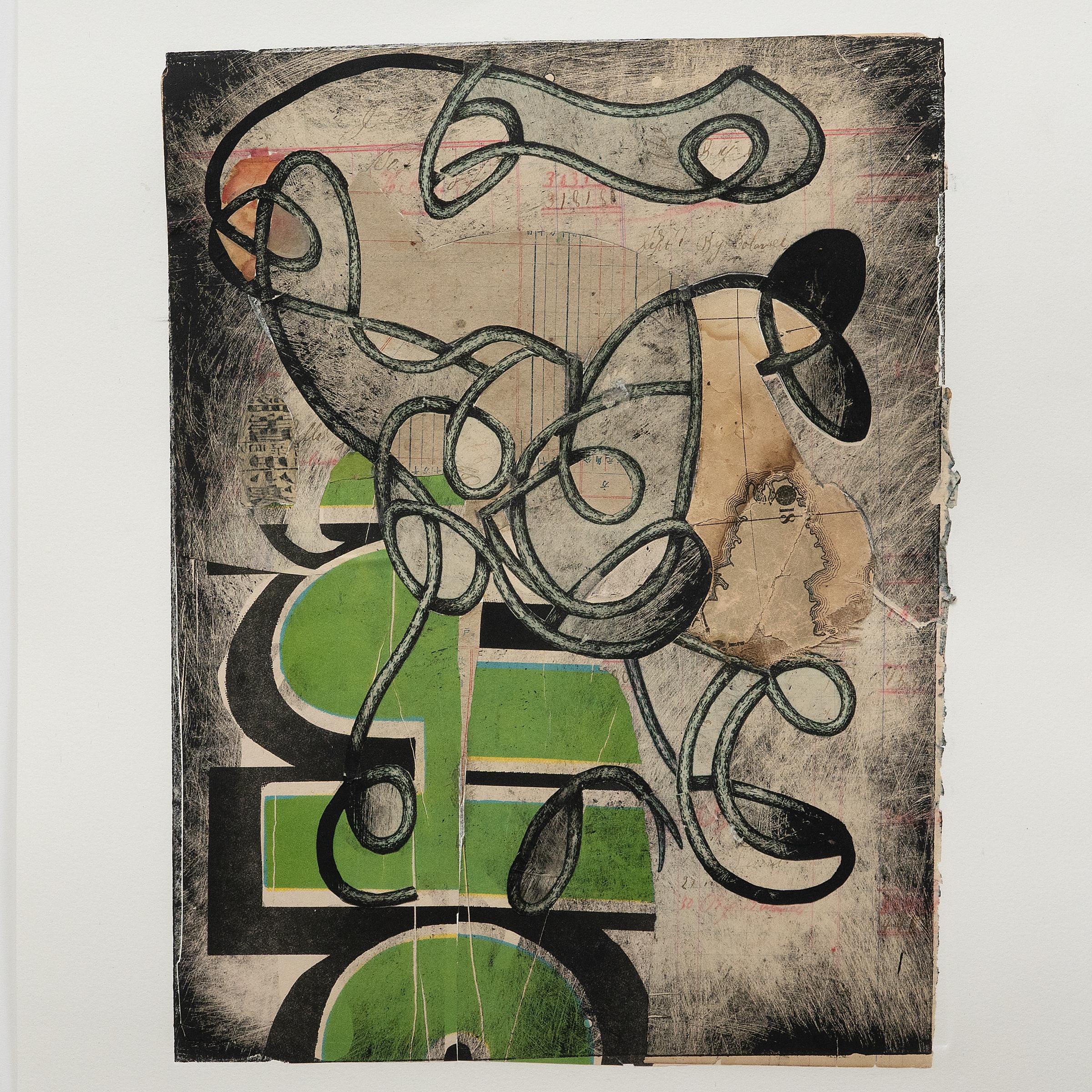 „Study for Lavaliere“, Monodruck und Collage aus gefundenem Papier (Abstrakt), Art, von Michael Thompson Photographer