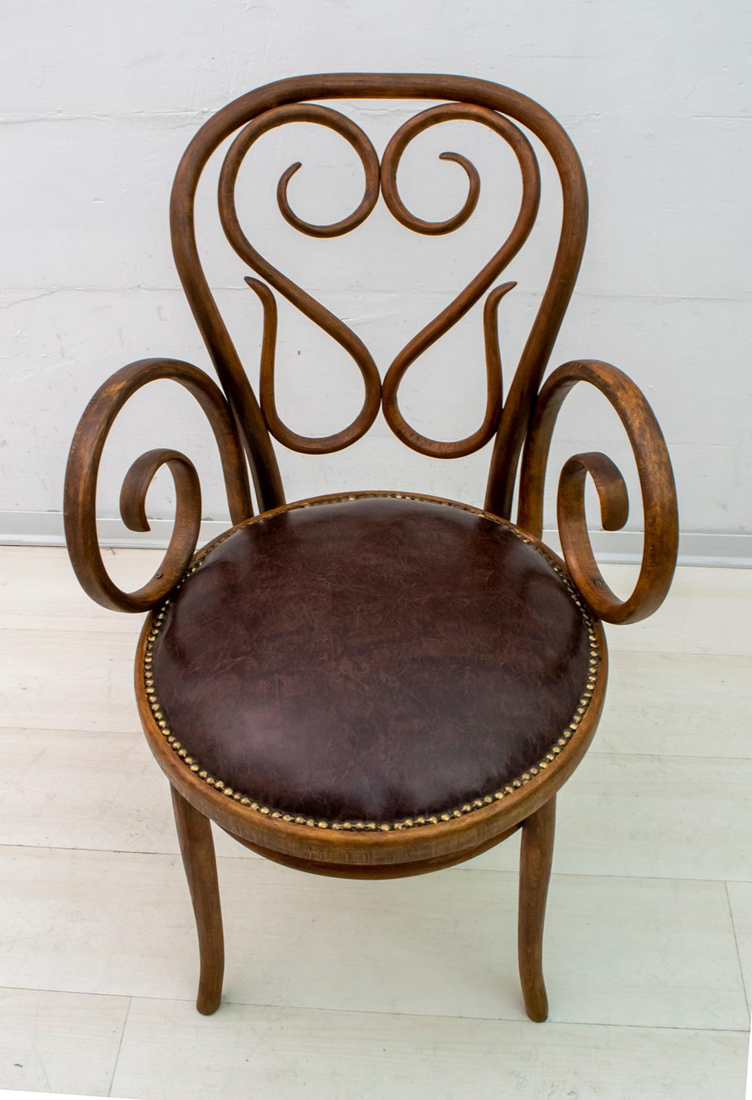 Faux Leather Michael Thonet Art Nouveau Austria Coffee Chair Nr.4 for Thonet, 1890s