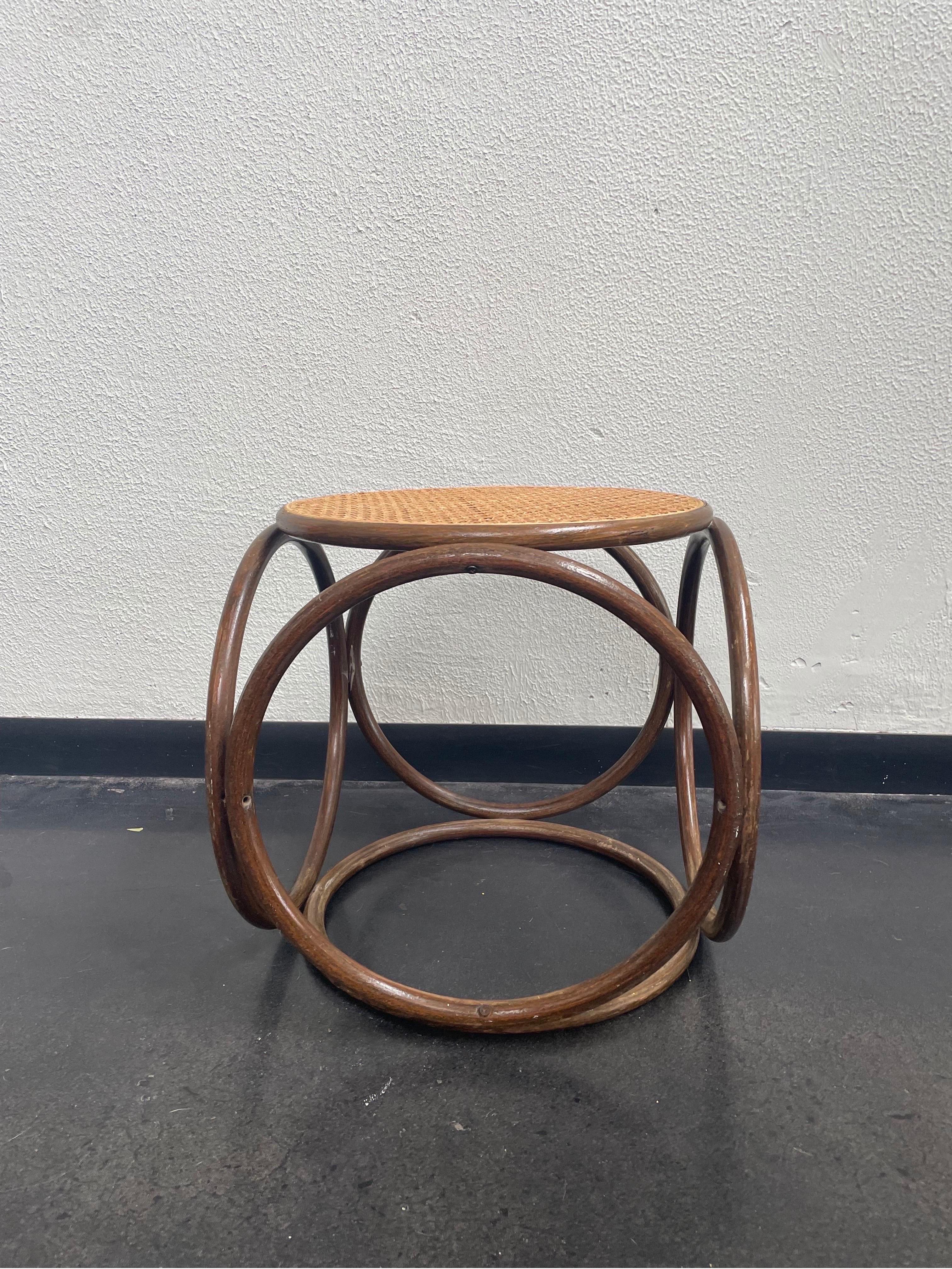Michael Thonet Bentwood and Cane Stool In Good Condition In Philadelphia, PA